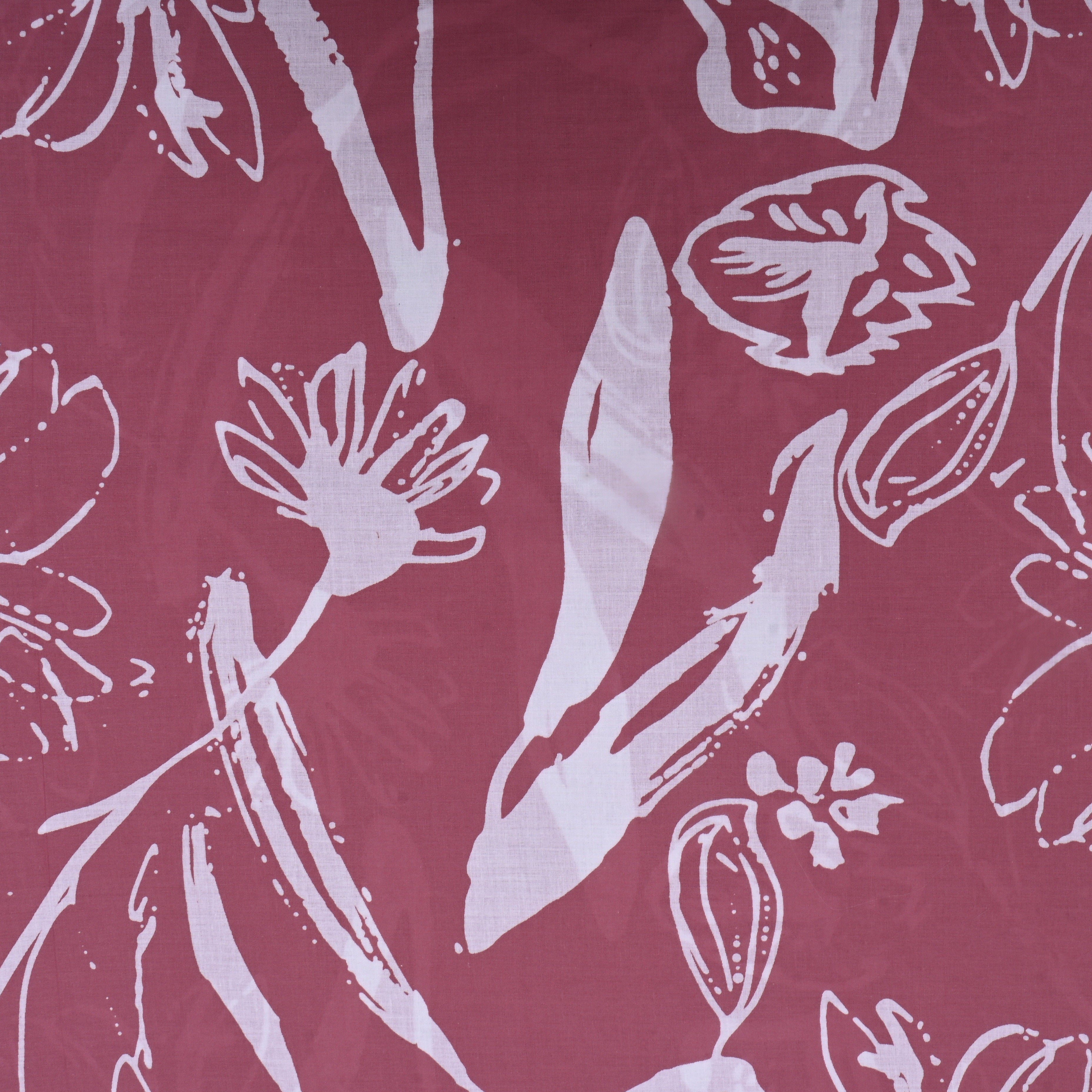 Rouge Pink Floral Printed Cotton Fabric