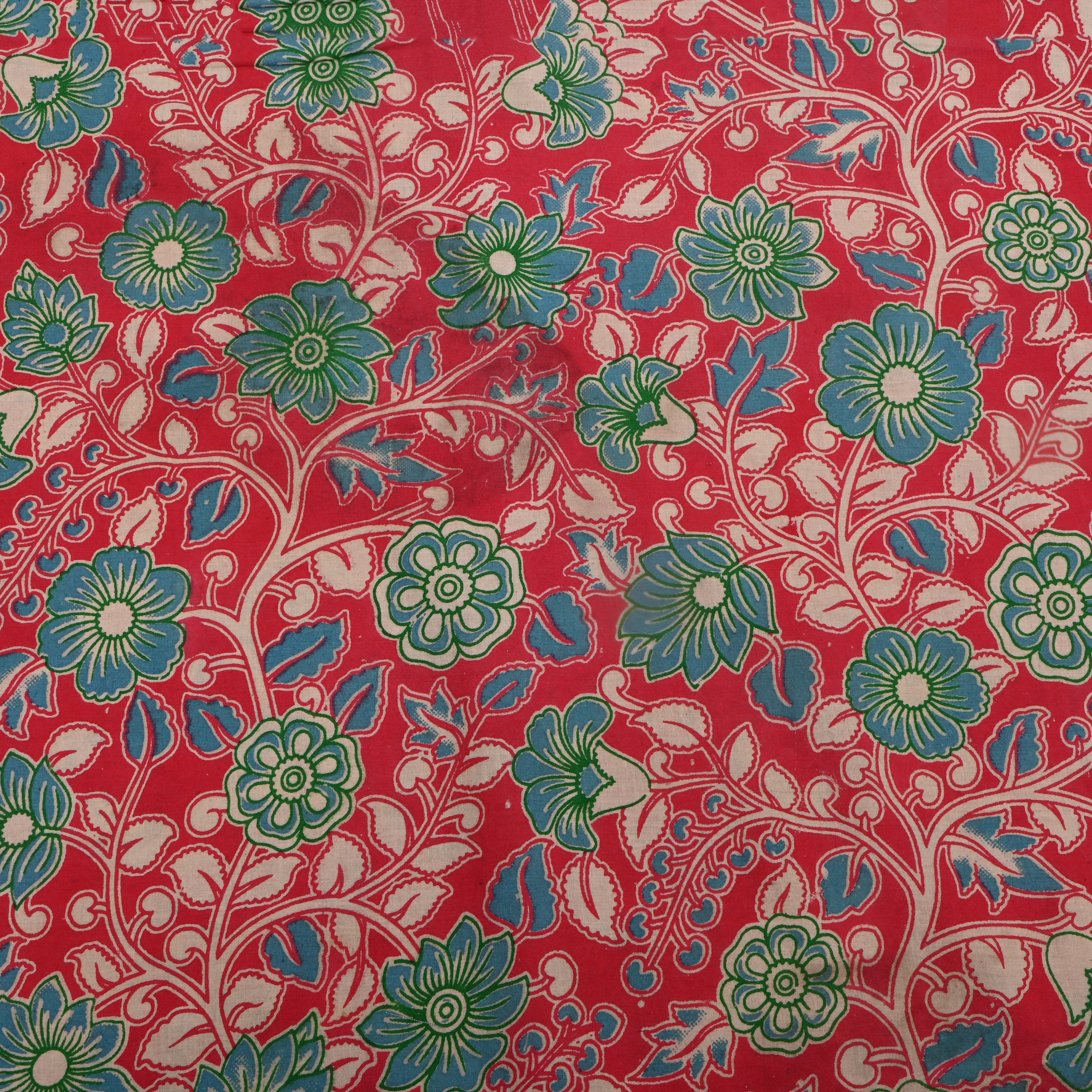Amaranth Pink Kalamkari Printed Cotton Fabric