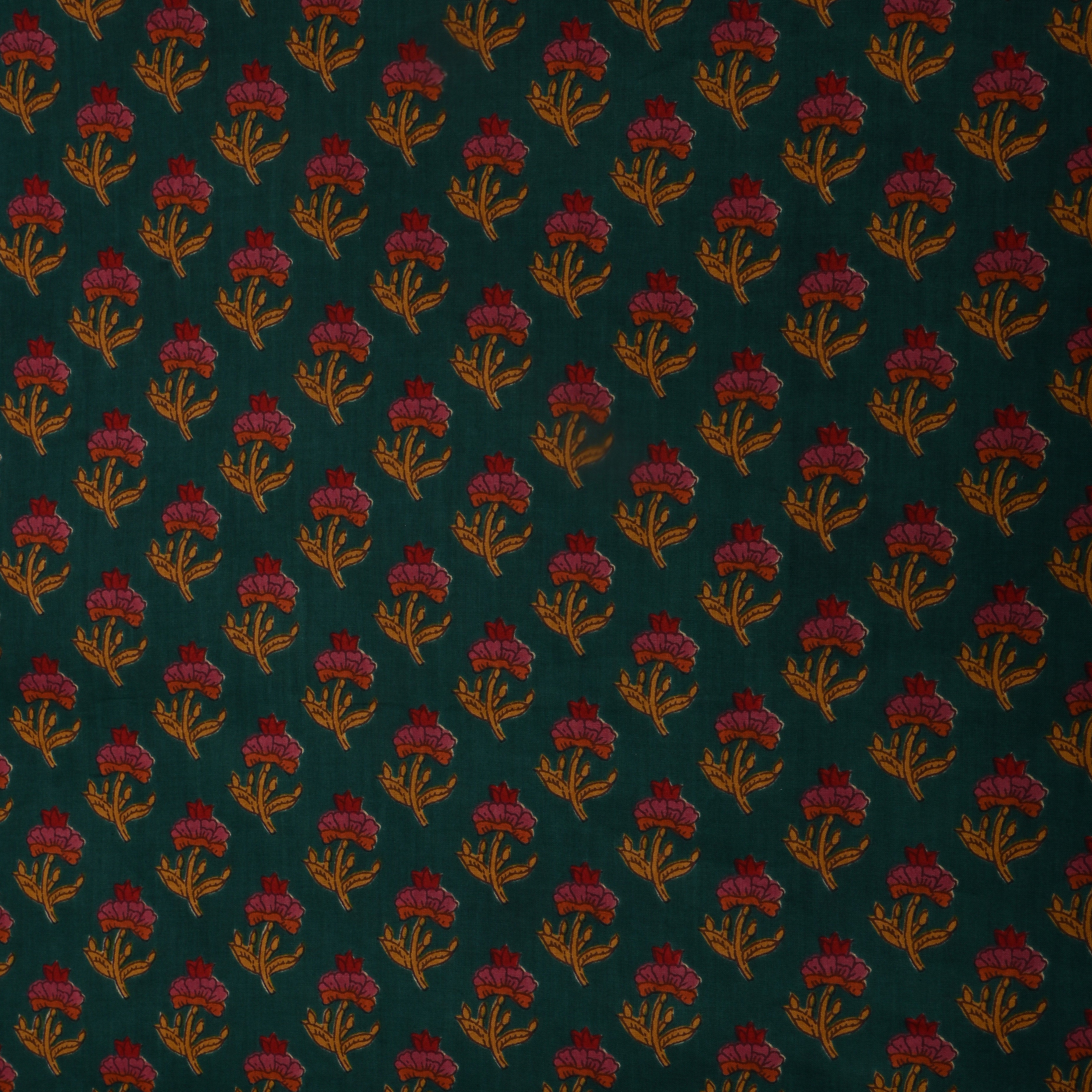 Sacramento Green Floral Printed Cotton Fabric