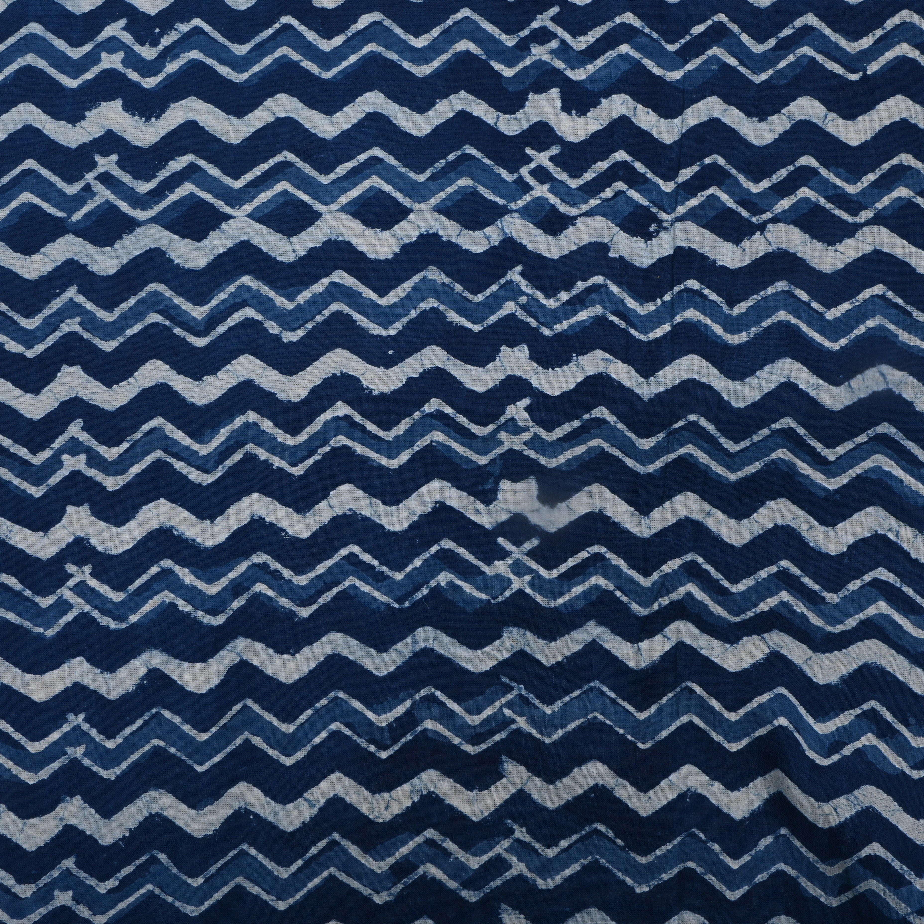 Indigo Zig-Zag Printed Cotton Fabric