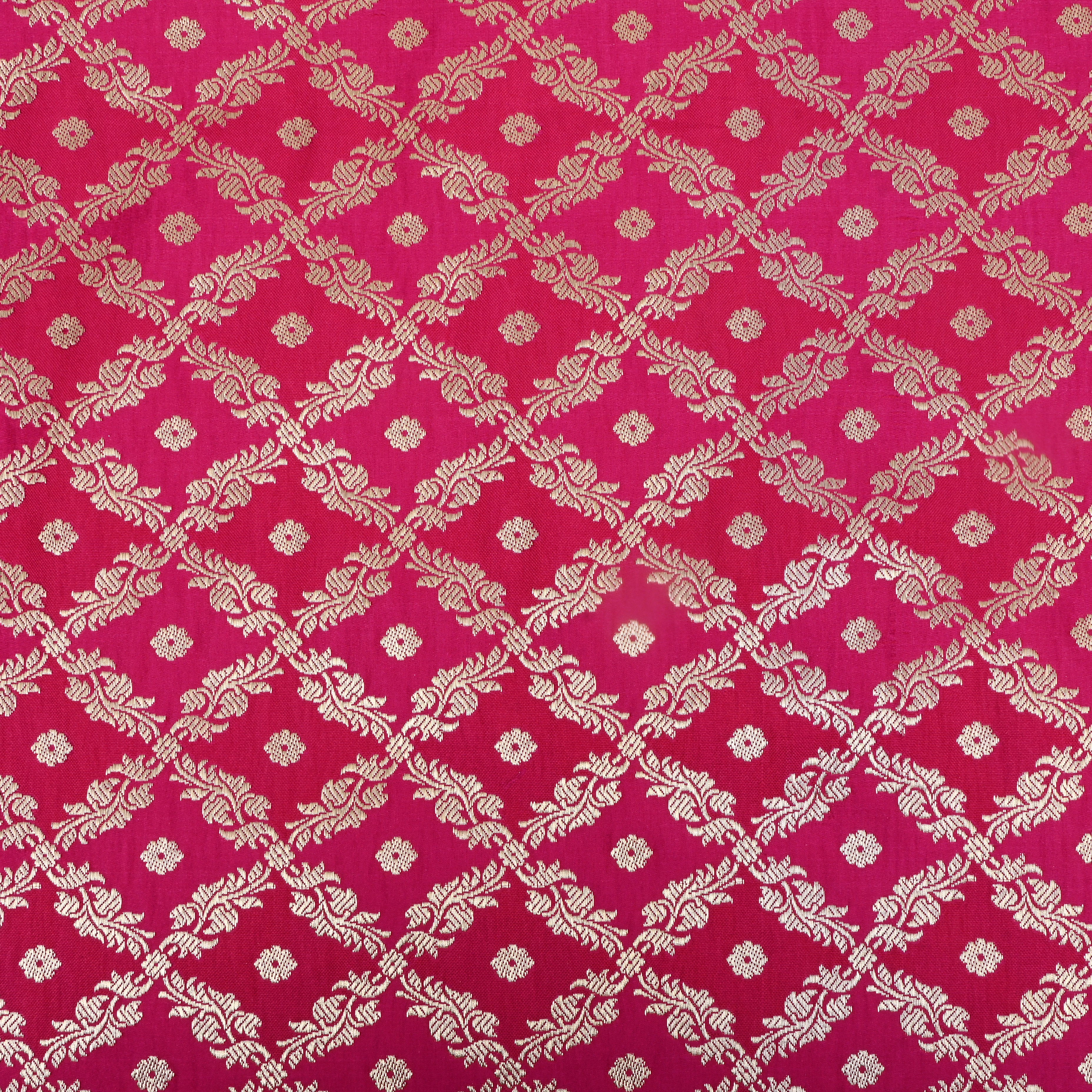 Royal Pink Floral Jamawar Satin Fabric