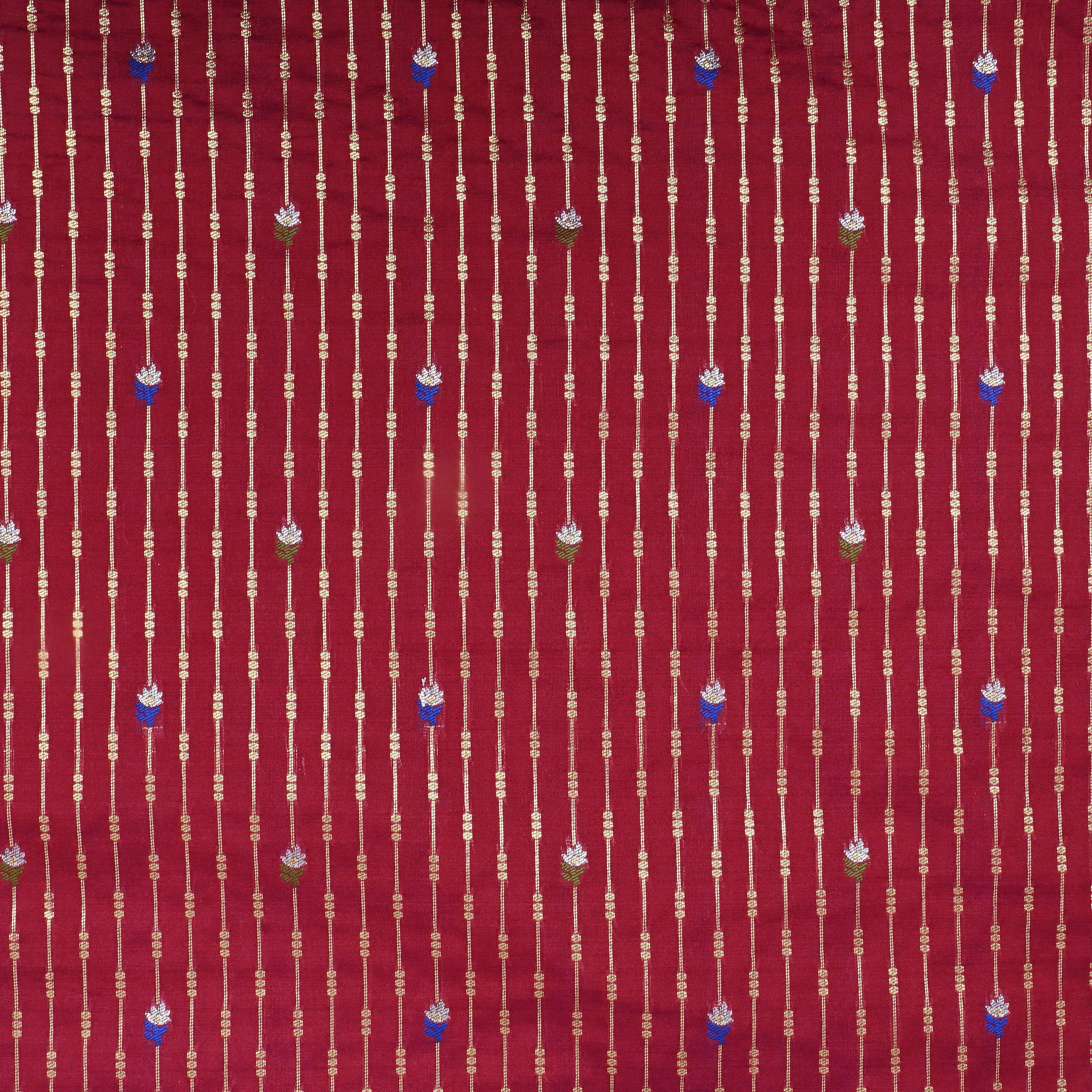 Light Maroon Zari Woven Silk Fabric
