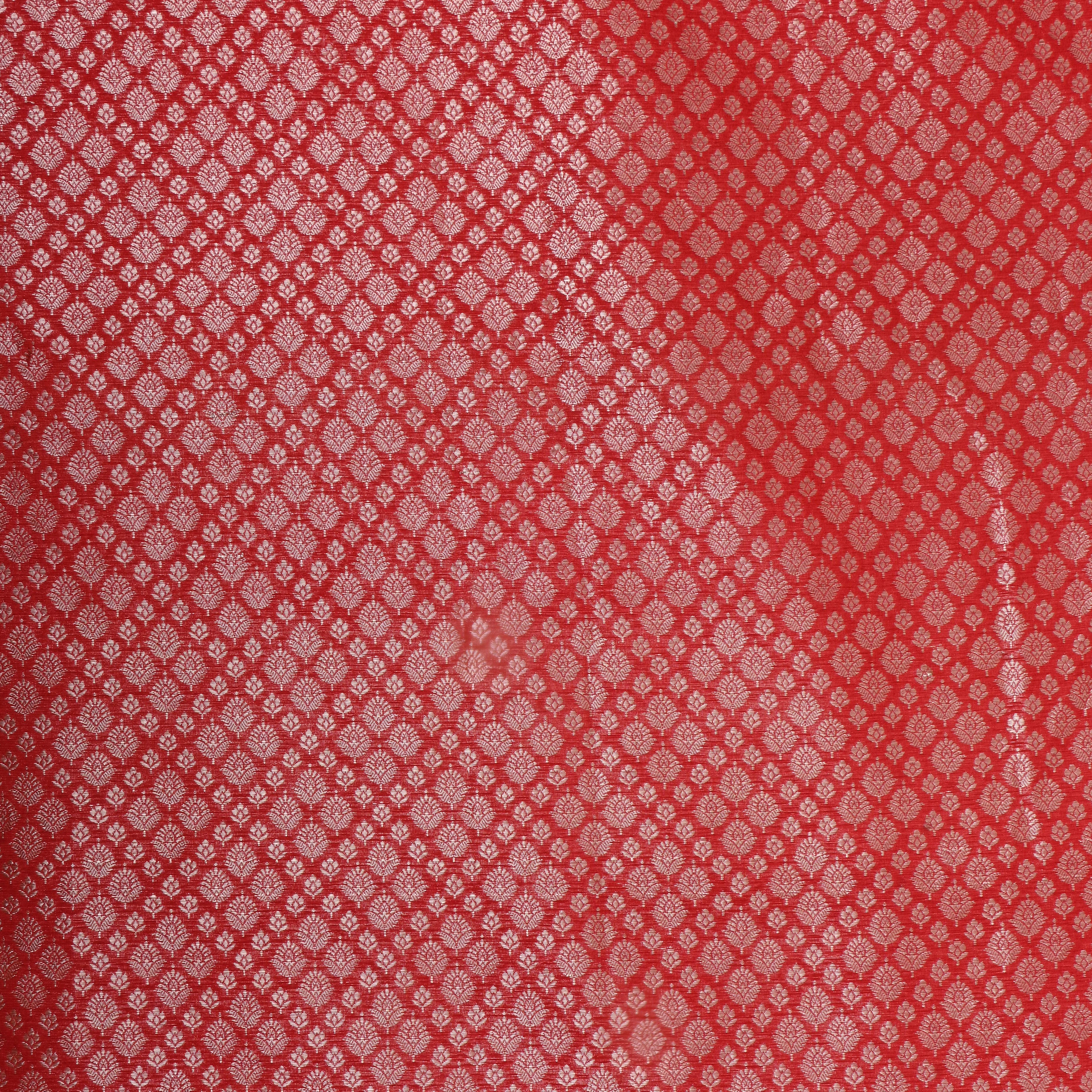 Amaranth Red Zari Woven Jamawar Silk Fabric