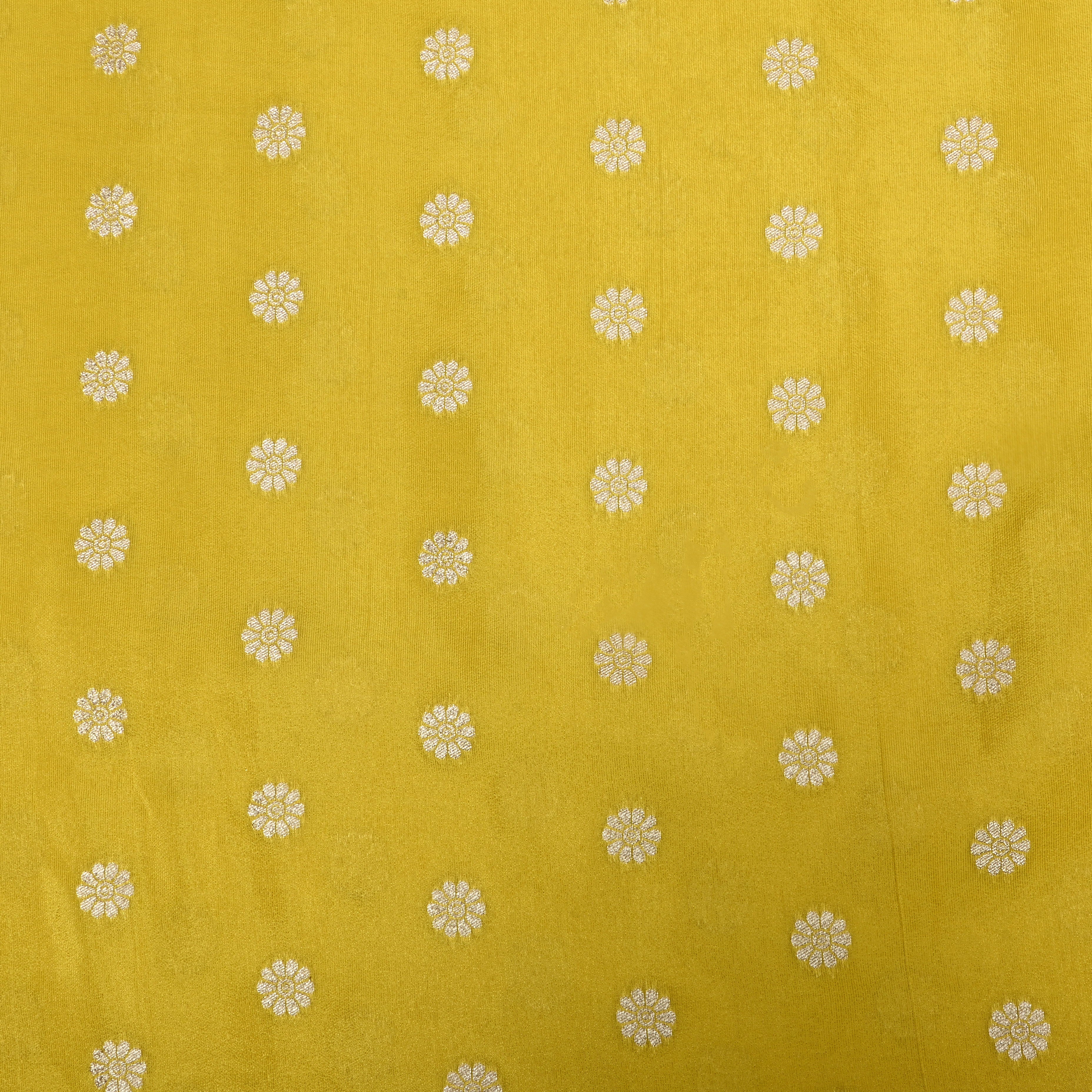 Lime Yellow Zari Woven Tissue Fabric