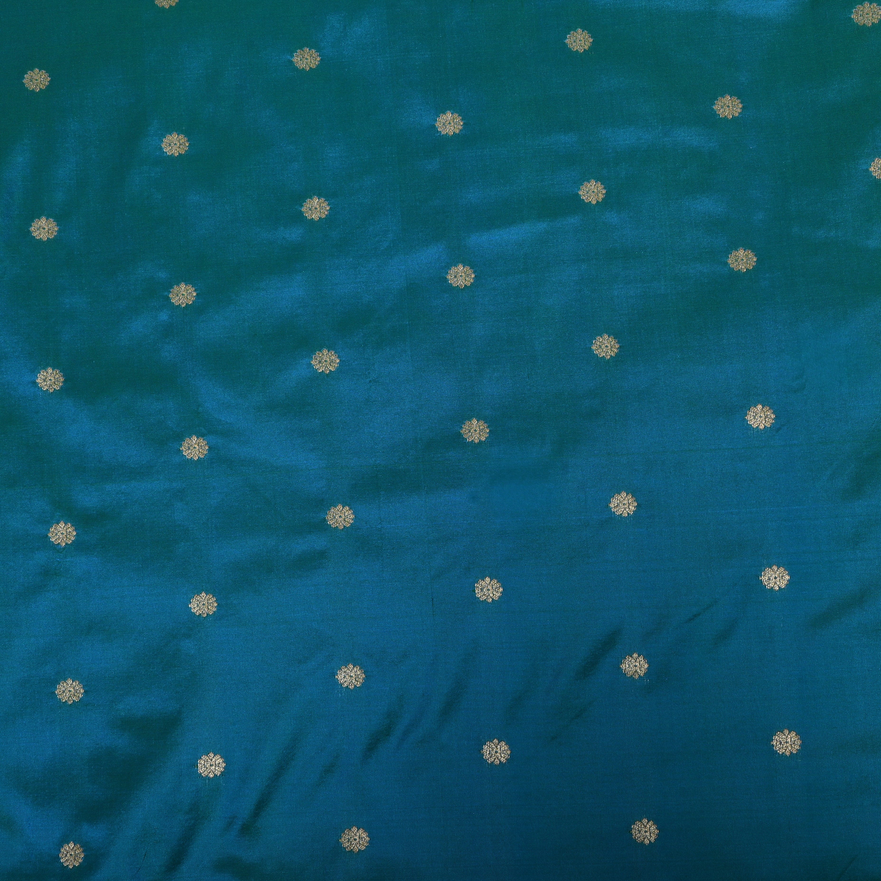 Cerulean Blue Zari Woven Jamawar Silk Fabric