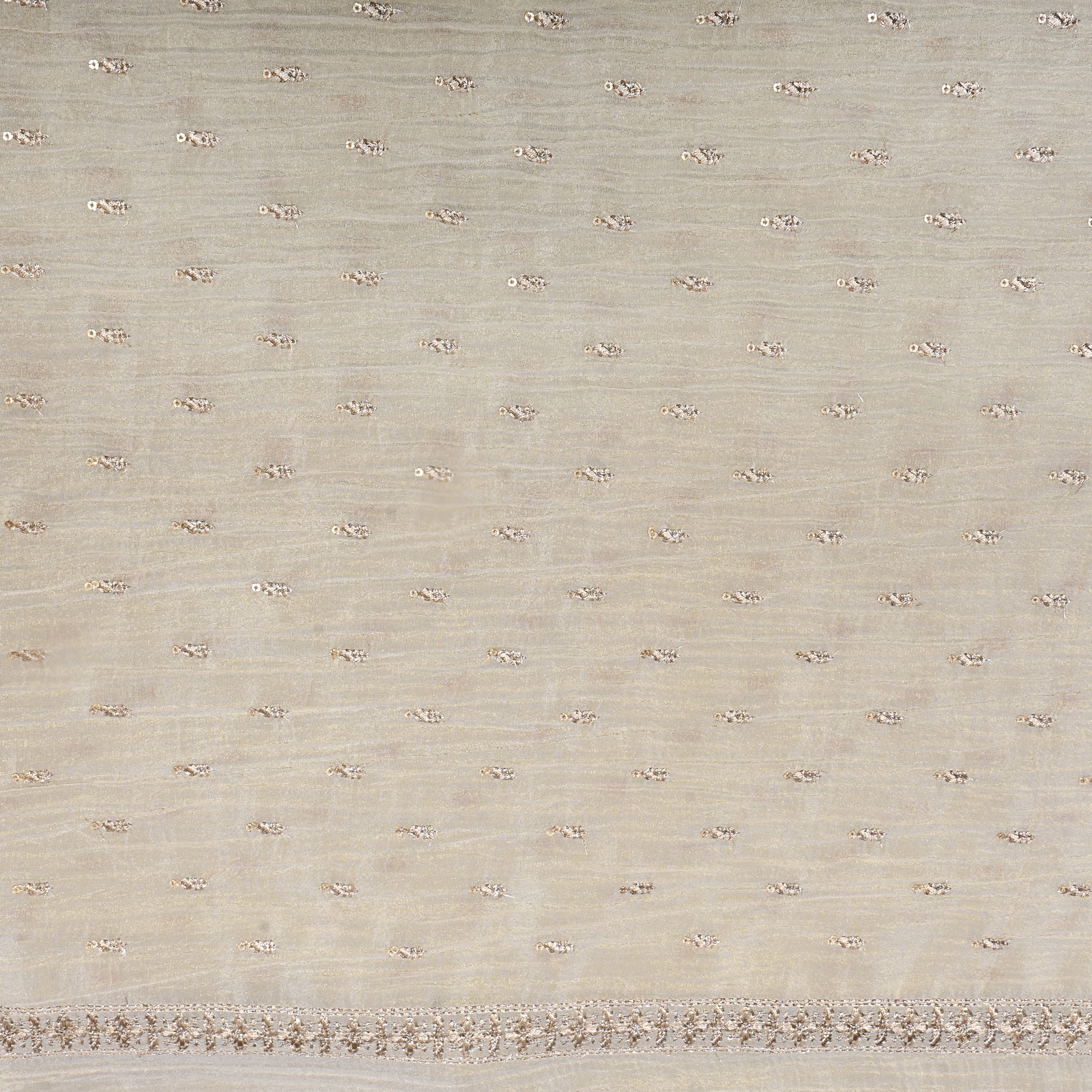 Light Beige Zari Embroidery Tissue Fabric