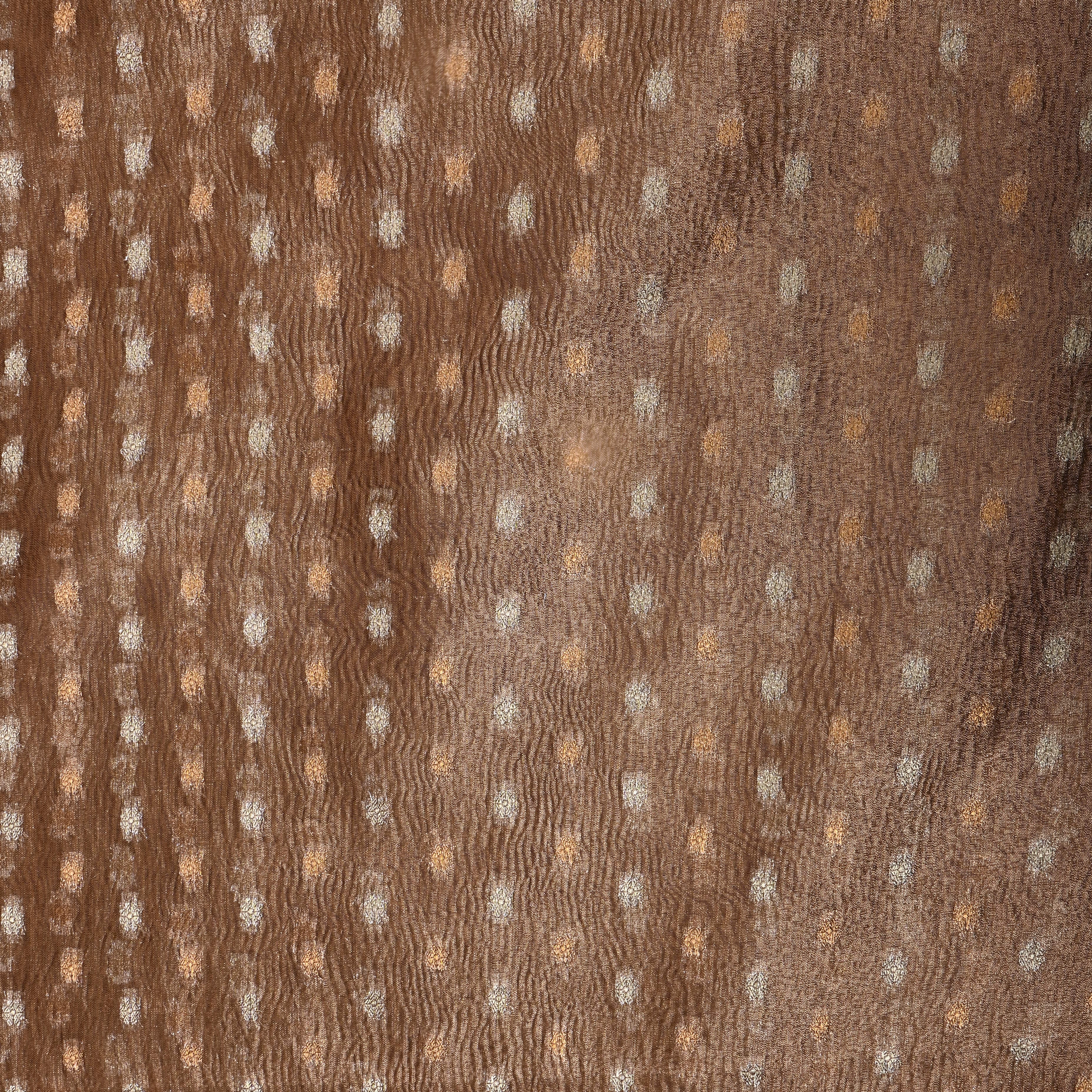 Golden Brown Zari Woven Tissue Fabric