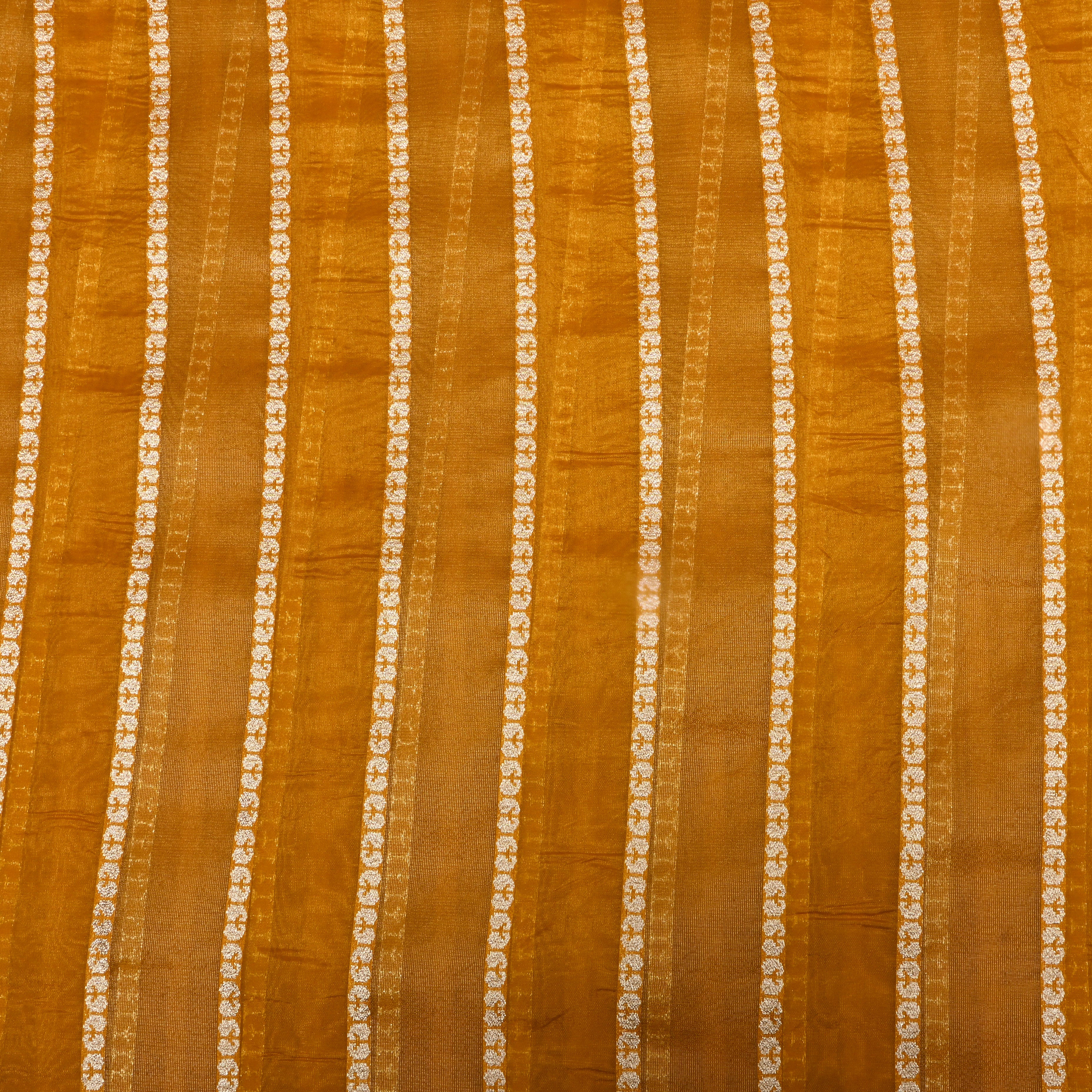Deep Yellow Zari Woven Silk Fabric