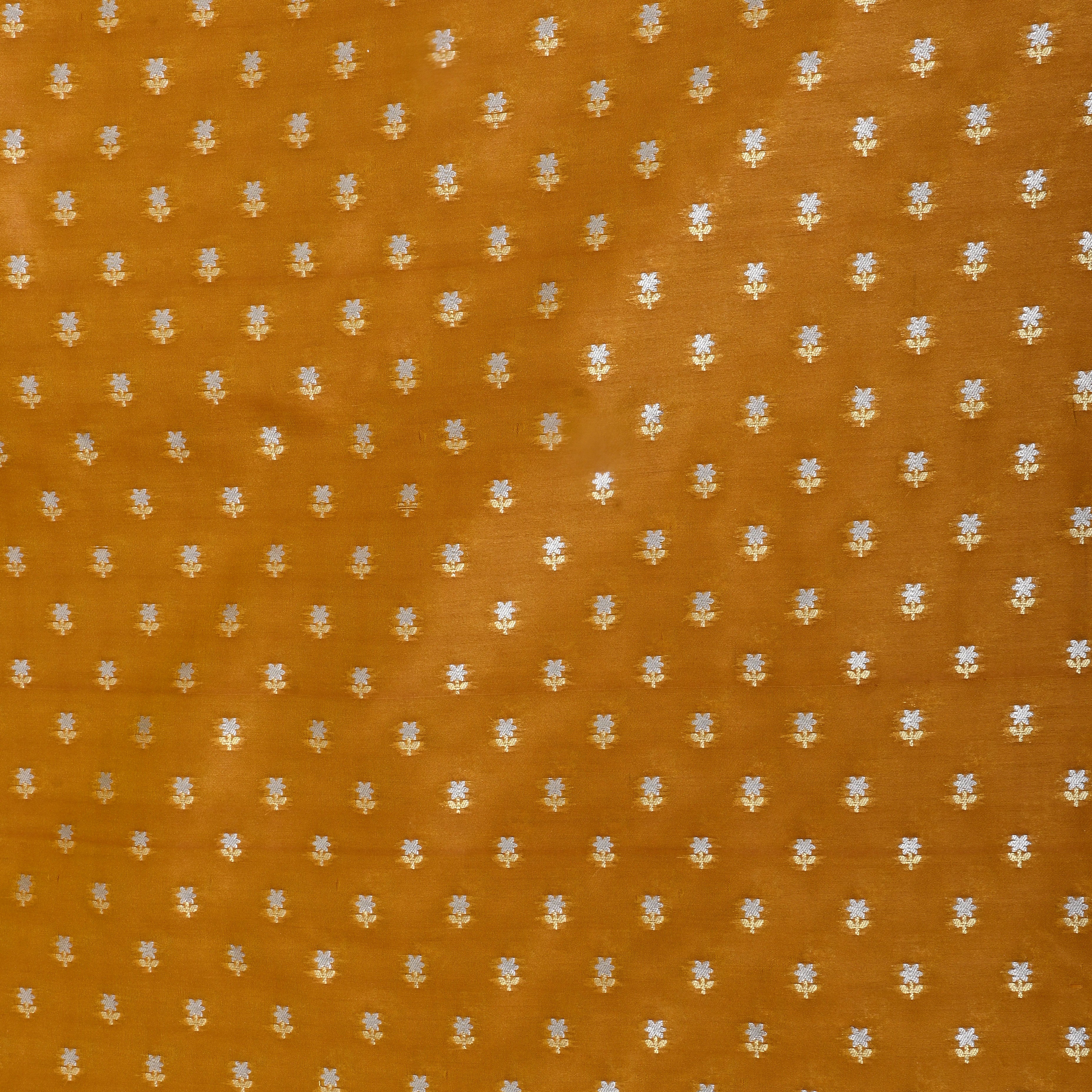 Tuscan Yellow Floral Jamawar Silk Fabric