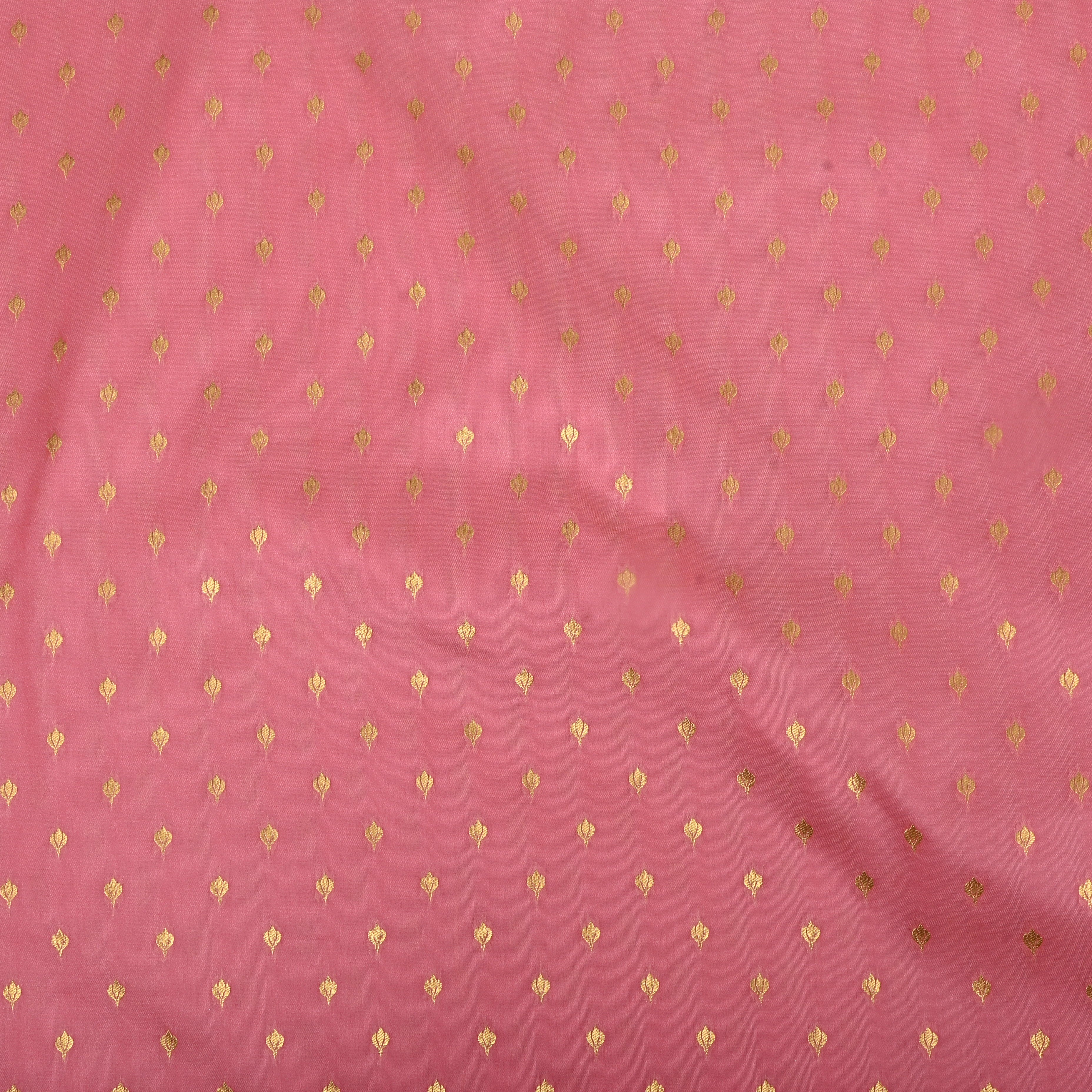 Light Pink Zari Woven Silk Fabric