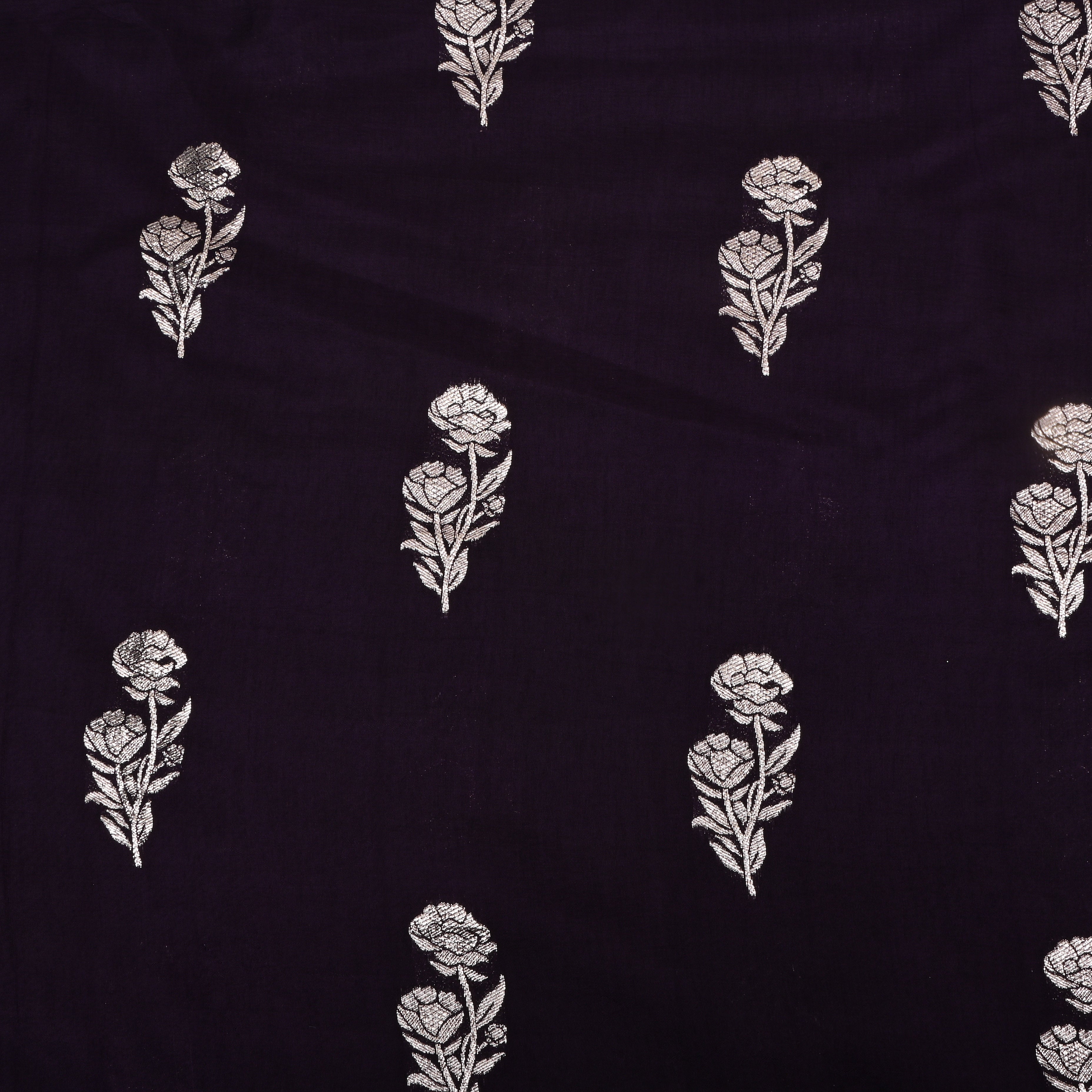 Deep Purple Zari Woven Silk Fabric