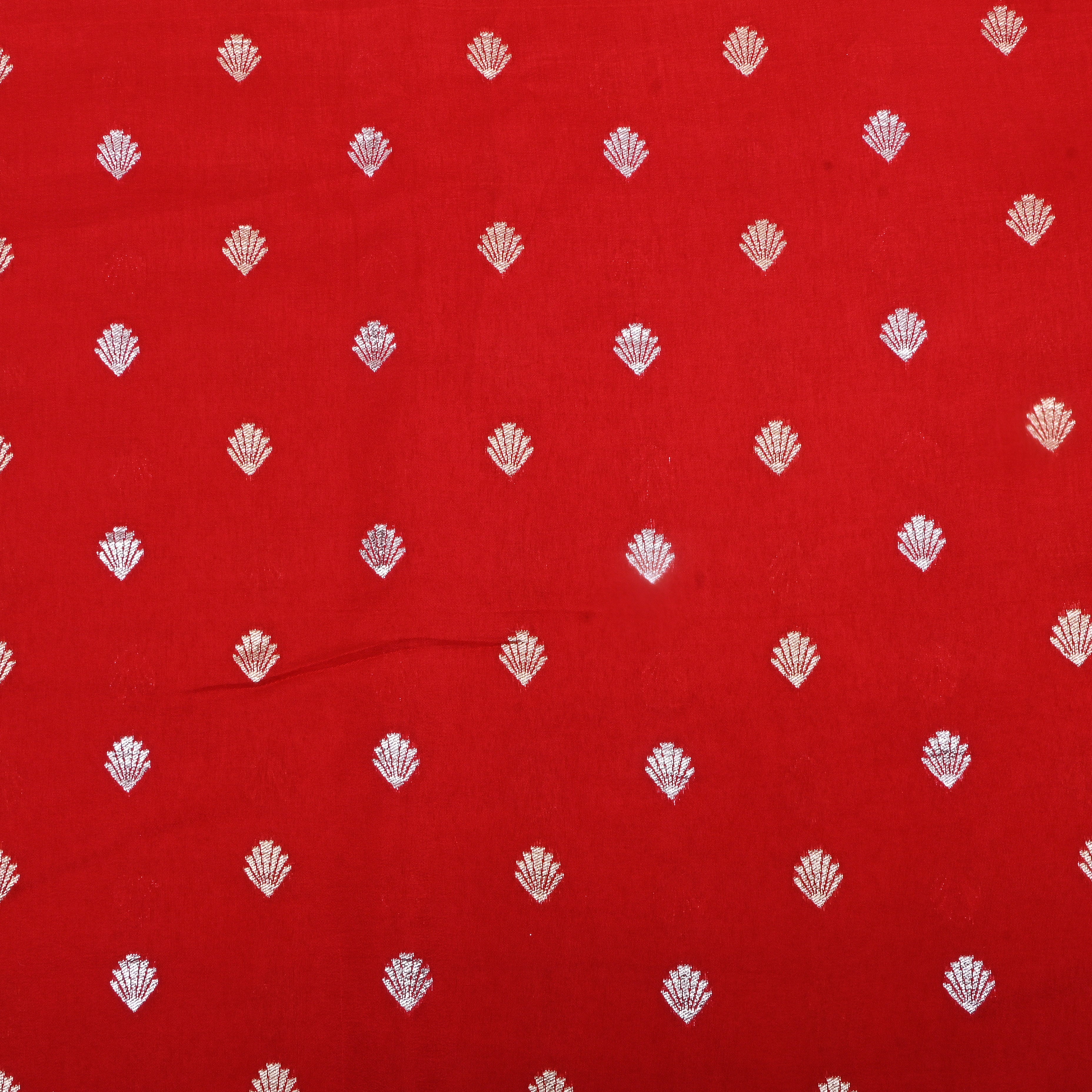 Scarlet Red Zari Woven Silk Fabric