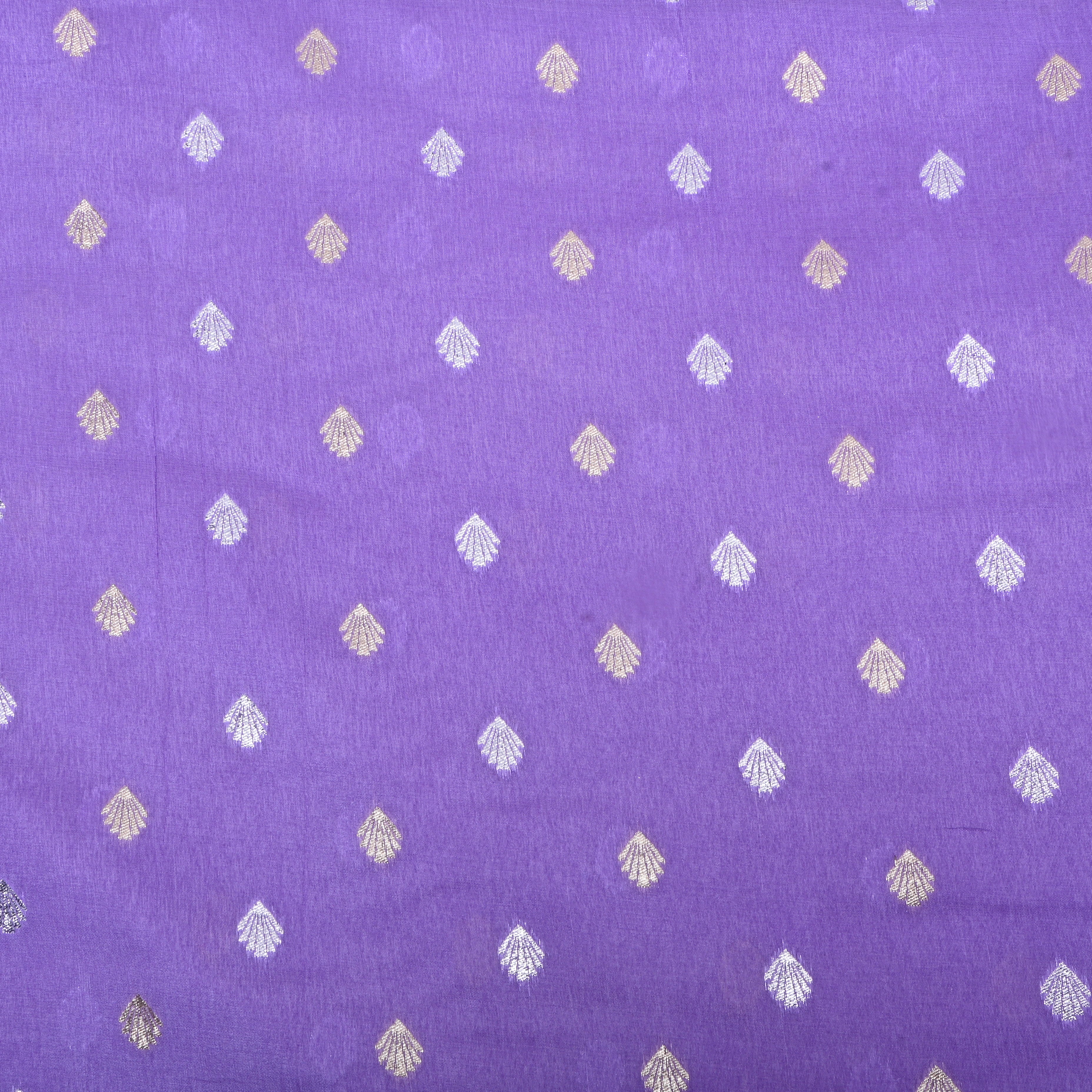 Chalk Lavender Zari Woven Silk Fabric
