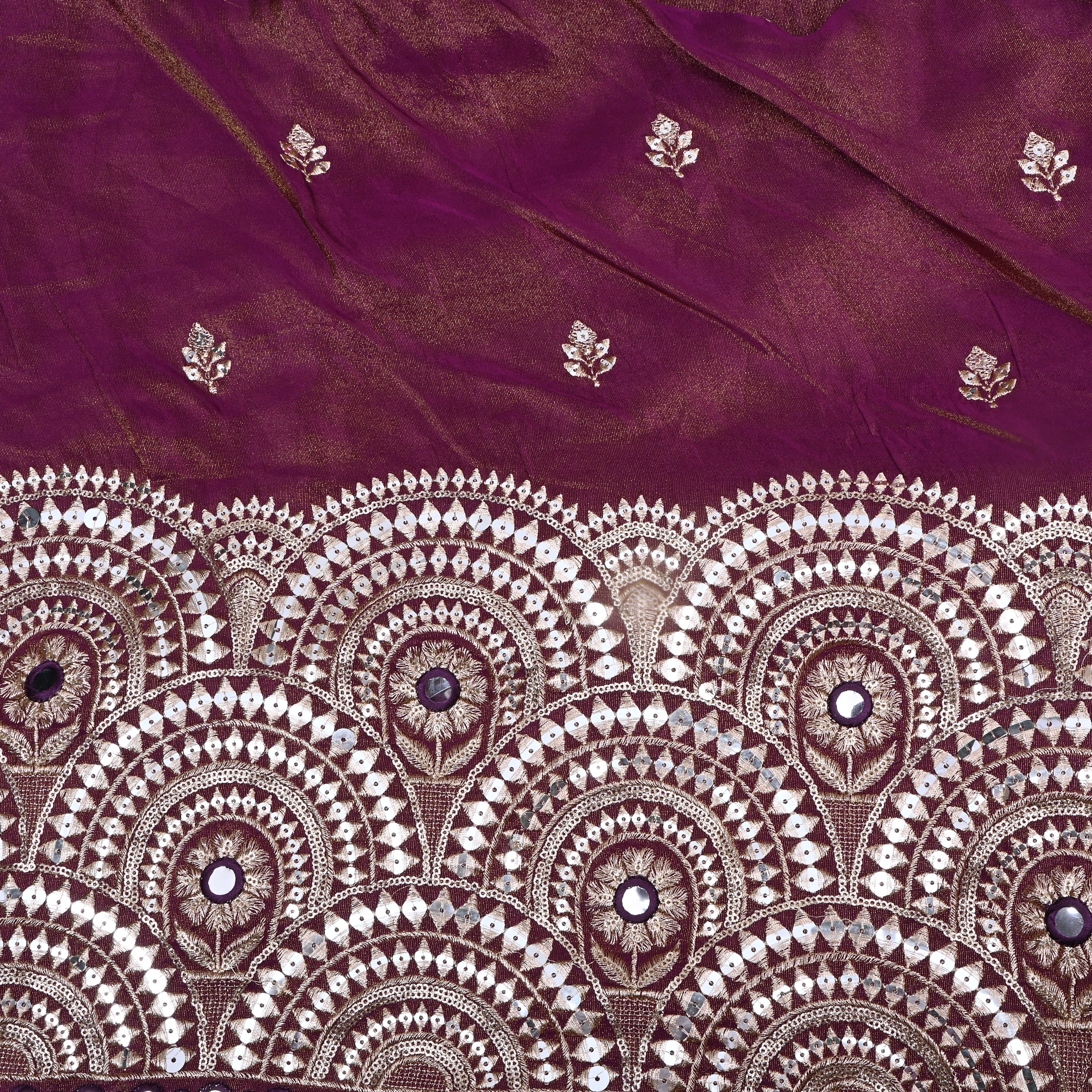 Berry Purple Zari Weave Tissue Fabric