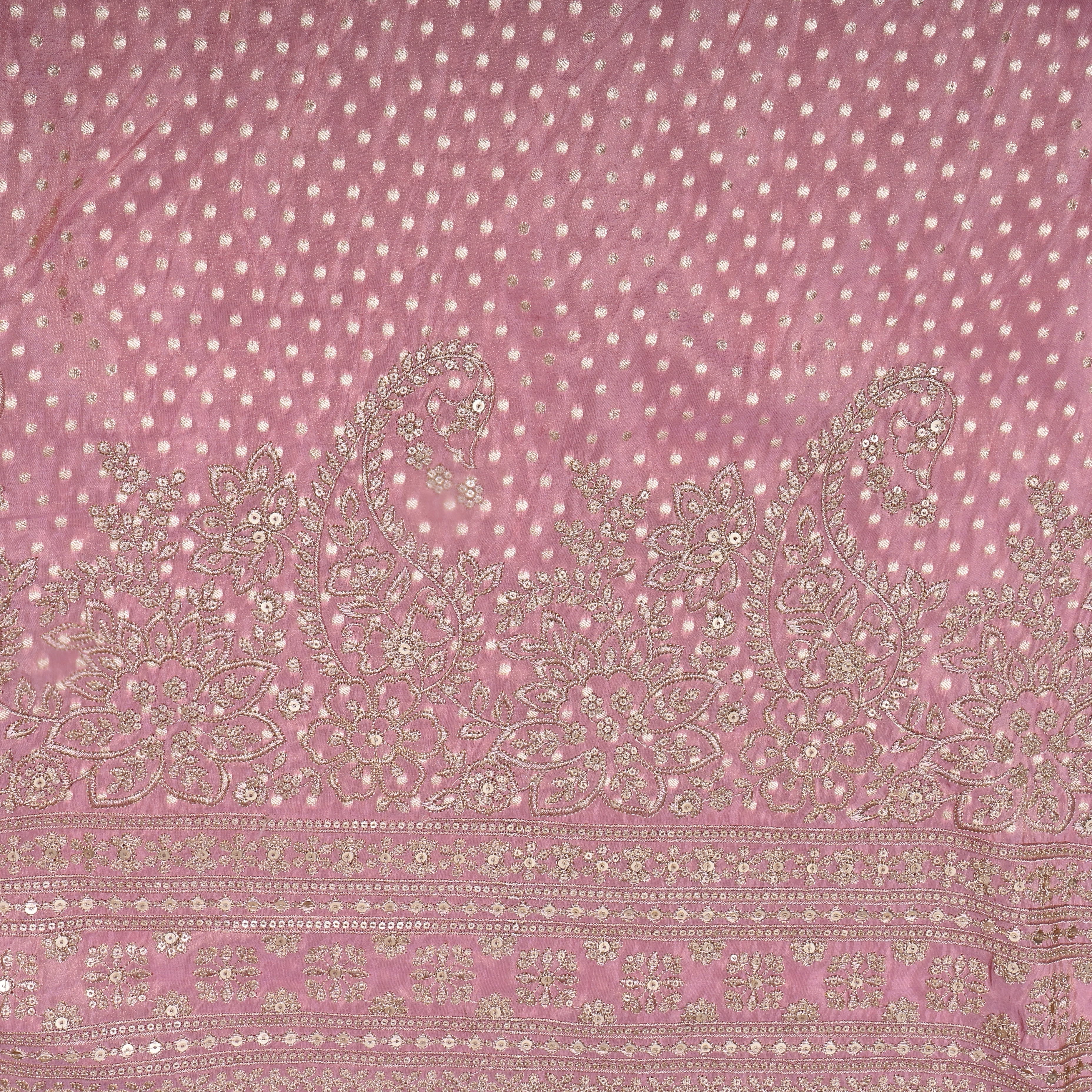 Metallic Pink Zari Weave Tissue Fabric