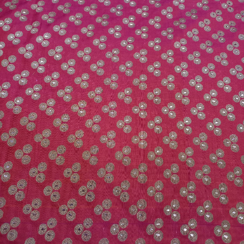 Vivid Pink Color Banarasi Fabric With Brocade Motifs