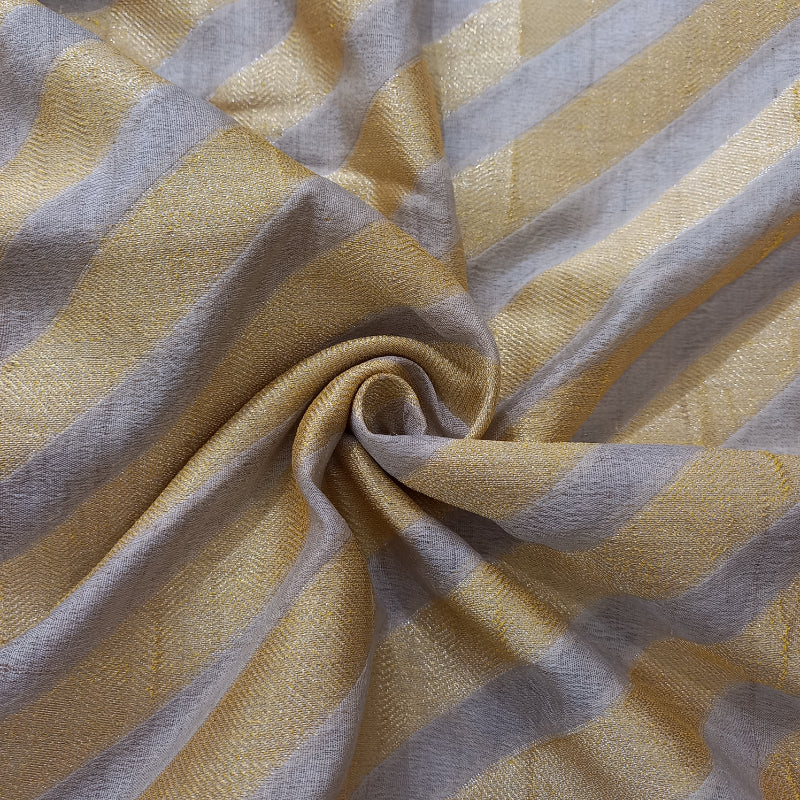 Dual Shade Tan Brown Color With Golden Stripes Jamawar Fabric
