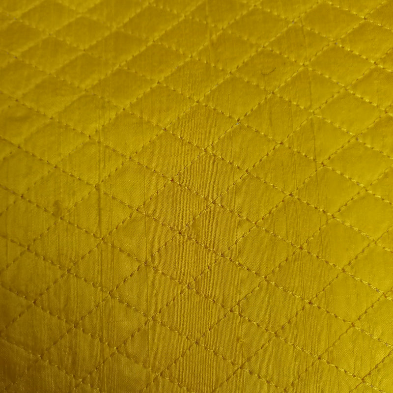 Chrome Yellow Color Rawsilk Self Thread Embroidery Fabric