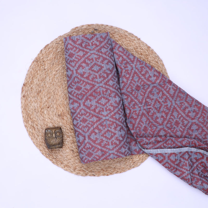 Cornflower Blue Color Cotton Fabric With Printed Geometric Floral Pattern