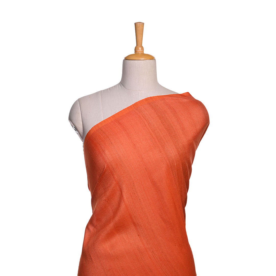 Burnt Orange Plain Tussar Silk Fabric