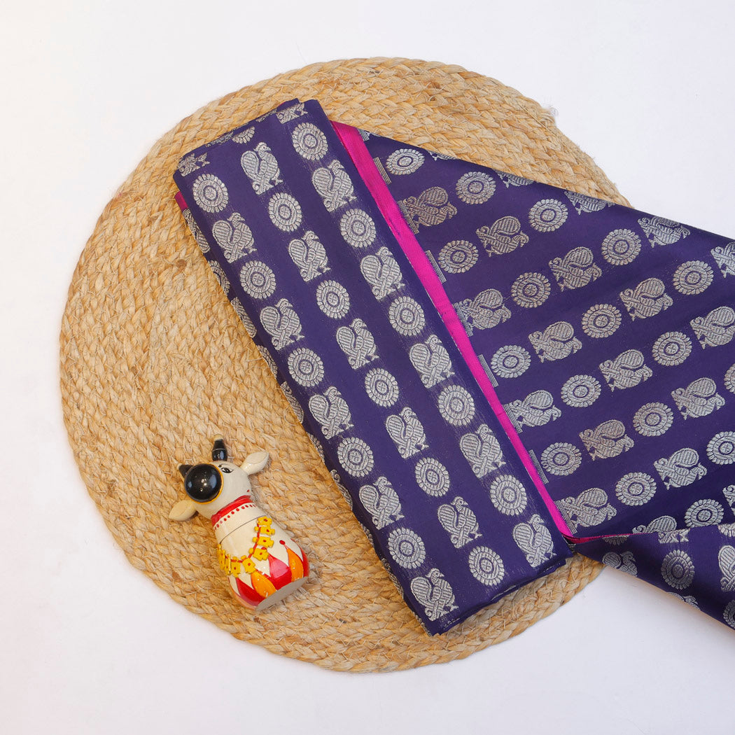 Dark Violet Kanjivaram Silk Fabric