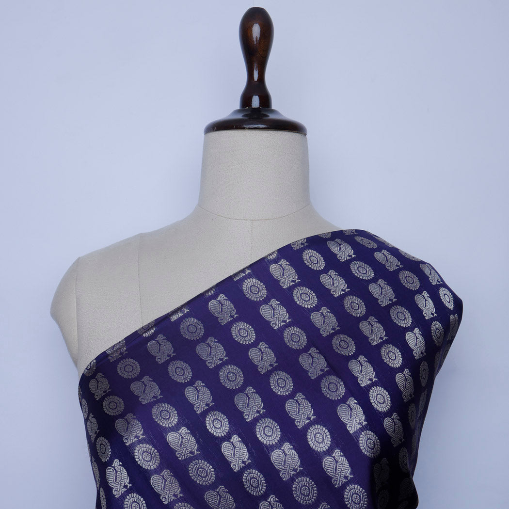 Dark Violet Kanjivaram Silk Fabric
