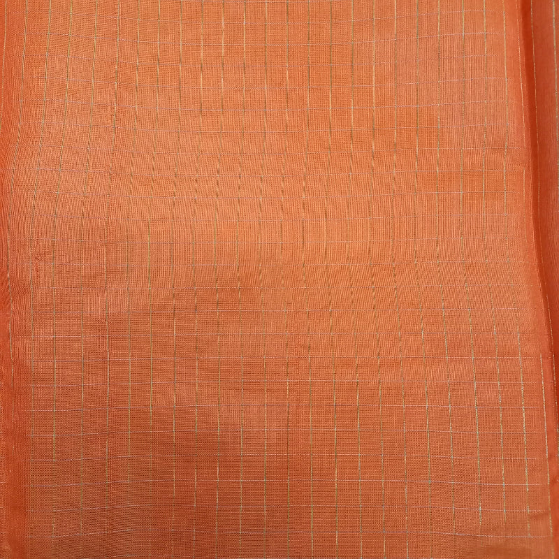 Orange Checkered Silk Fabric