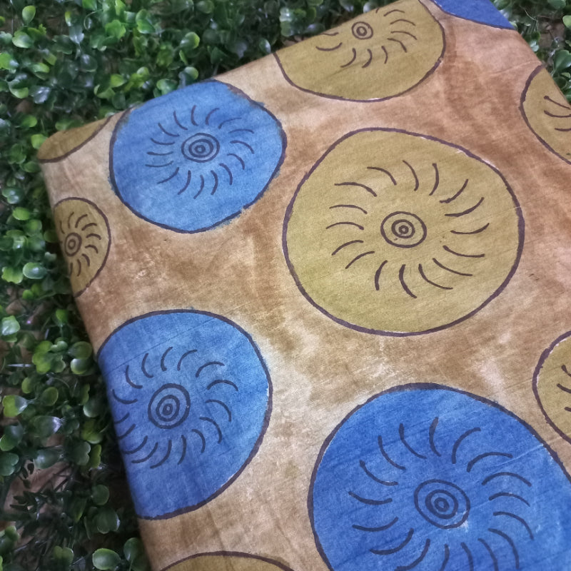 Earthy Brown Cotton Pen Kalamkari Fabric