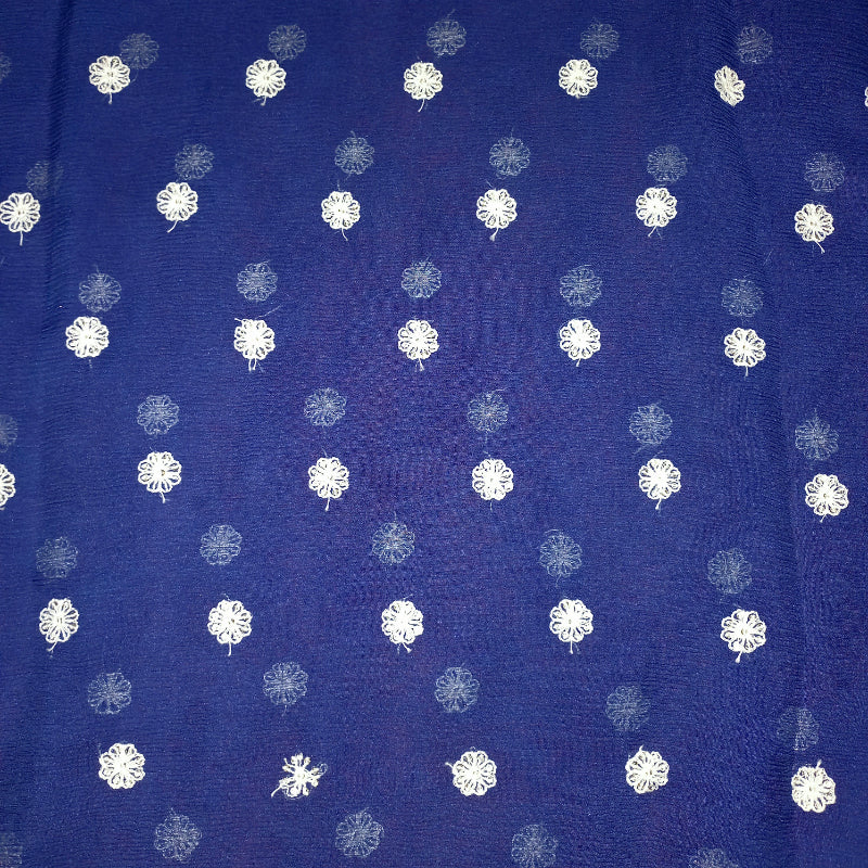 Royal Blue Color Chiffon Embroidery Fabric