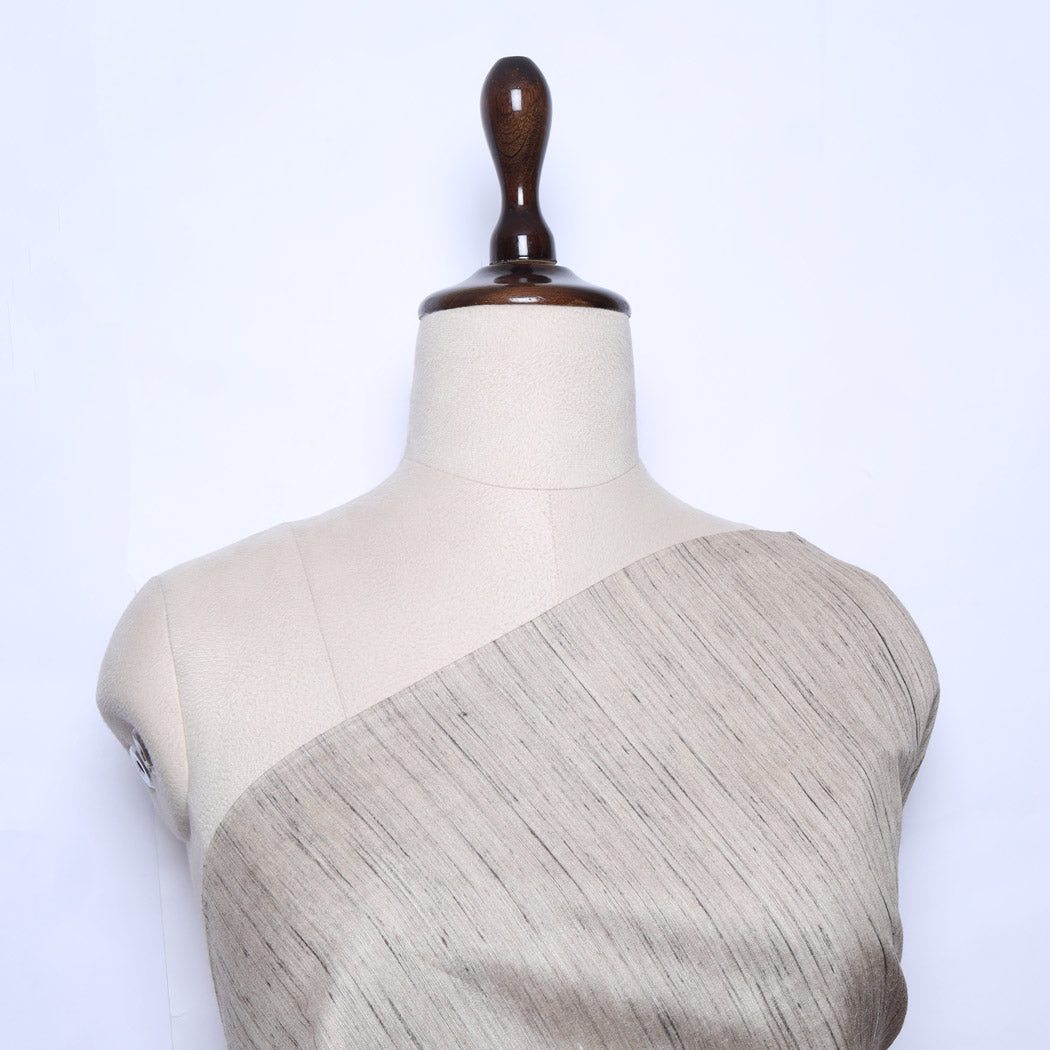 Pastel Grey Tussar Fabric With Tree Motifs