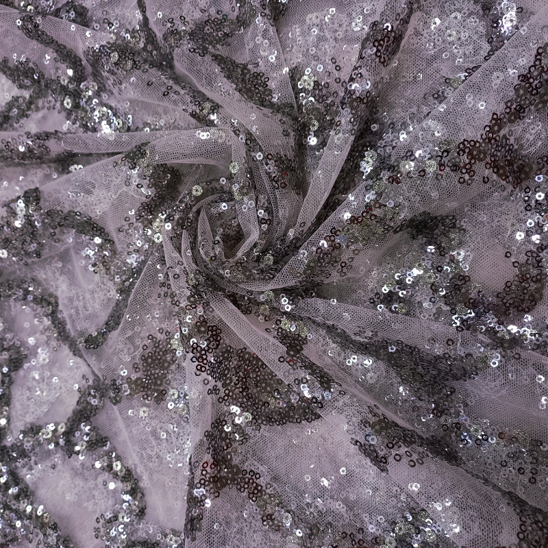 Blush Pink Premium Net Fabric With Sequin Work