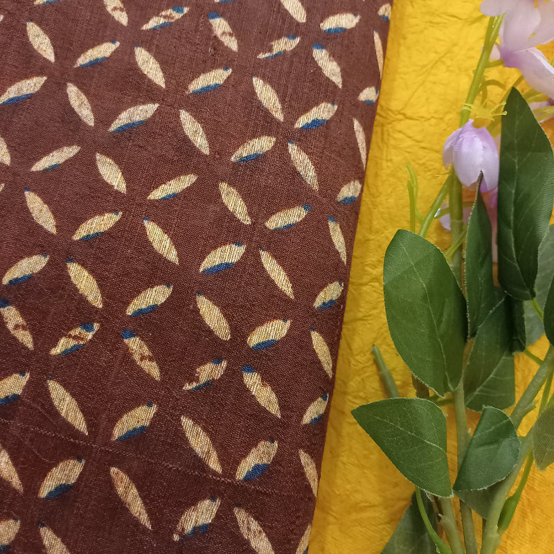 Sangria Maroon Printed Raw Silk Fabric