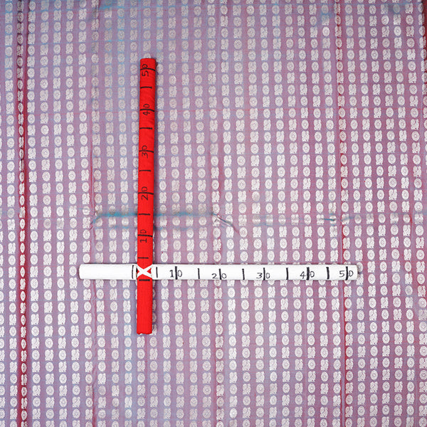 Blue-Pink Kanjivaram Silk Handloom Fabric With Floral Motifs