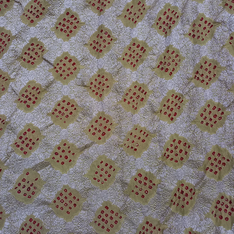 Saffron Yellow Bandhani And Floral Buttas Georgette Fabric