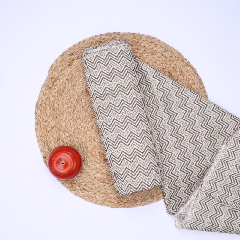 Powder White Cotton Fabric With Floral Printed Pattern