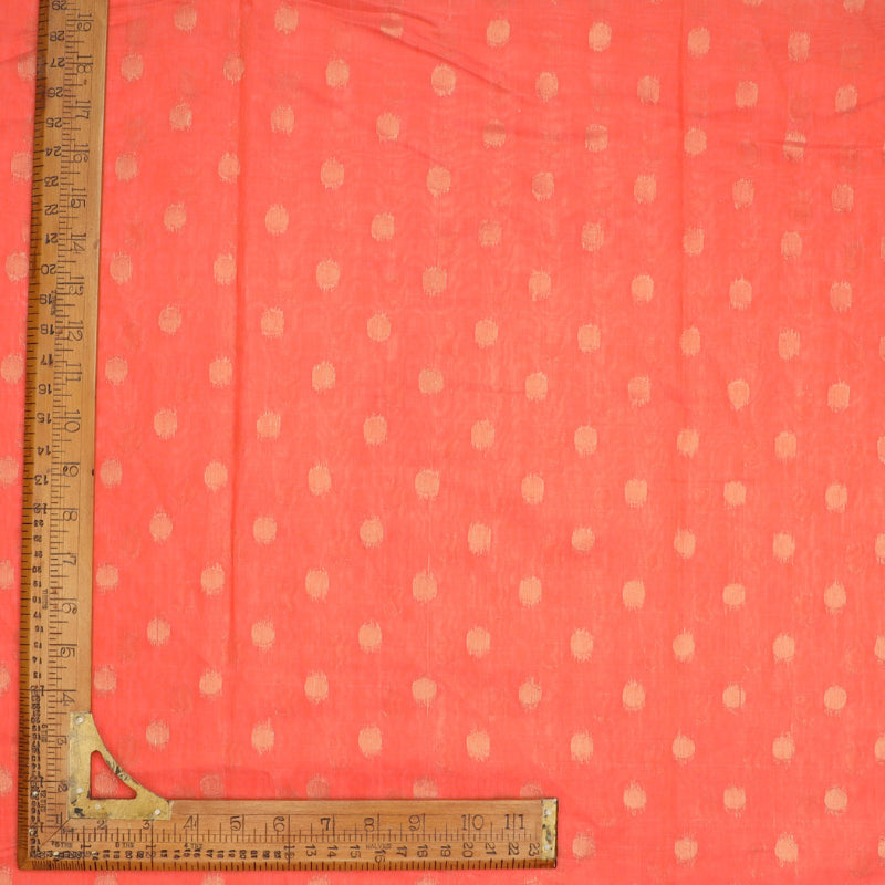 Tomato Orange Cotton Fabric With Small Zari Buttis
