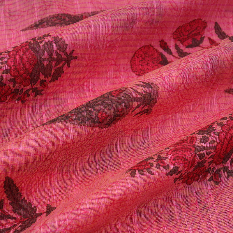 Punch Pink Printed Cotton Fabric
