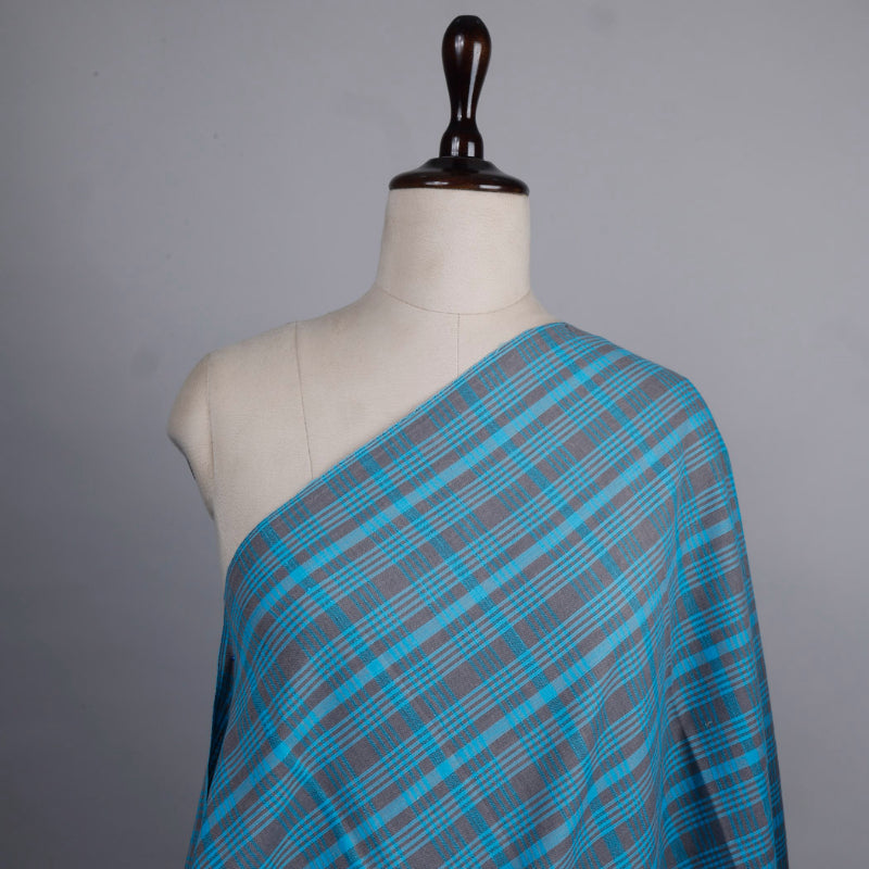 Spruce Blue Cotton Fabric With Checks