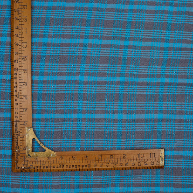 Spruce Blue Cotton Fabric With Checks