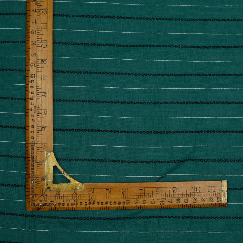 Castleton Green Cotton Fabric With Stripes