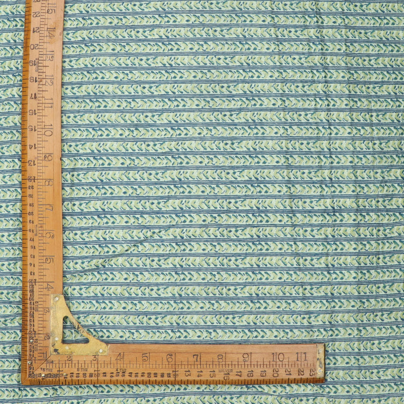 Pista Green Cotton Fabric With Printed Floral Geometric Pattern