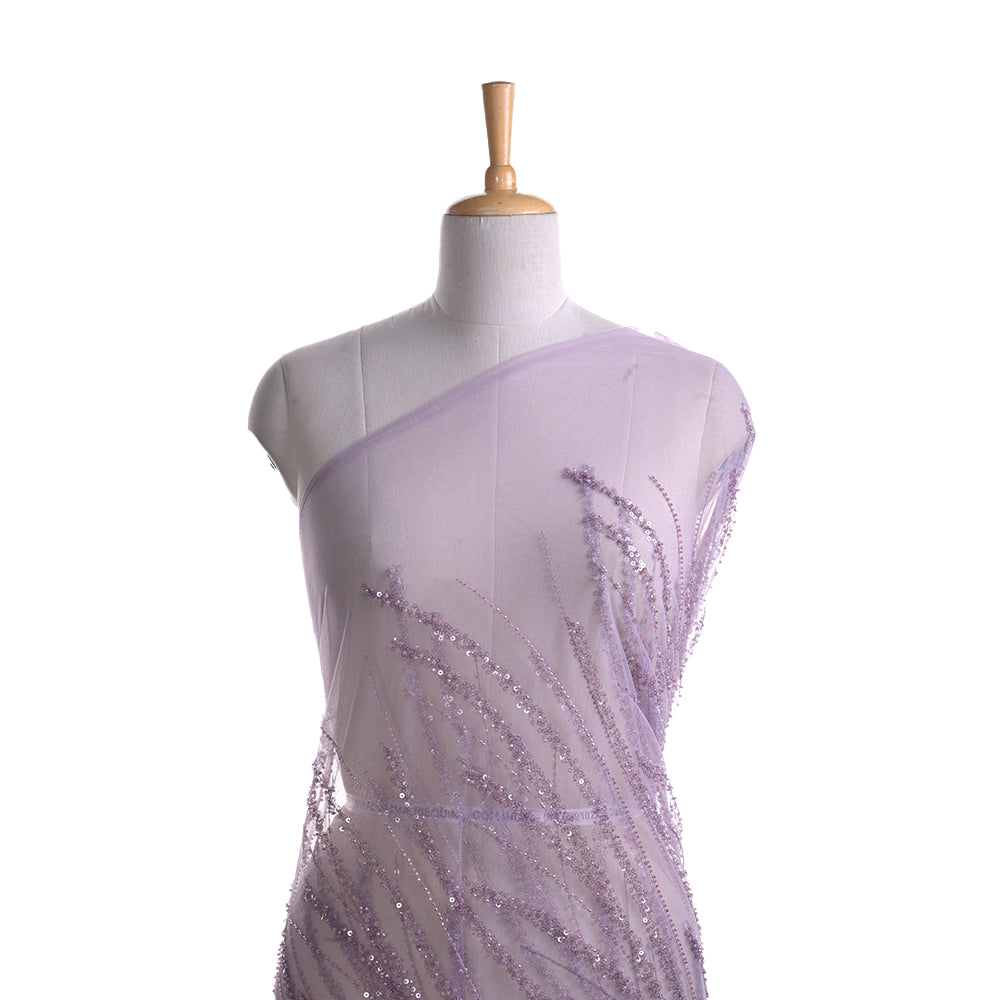 Pale Purple Embroidery Net Fabric