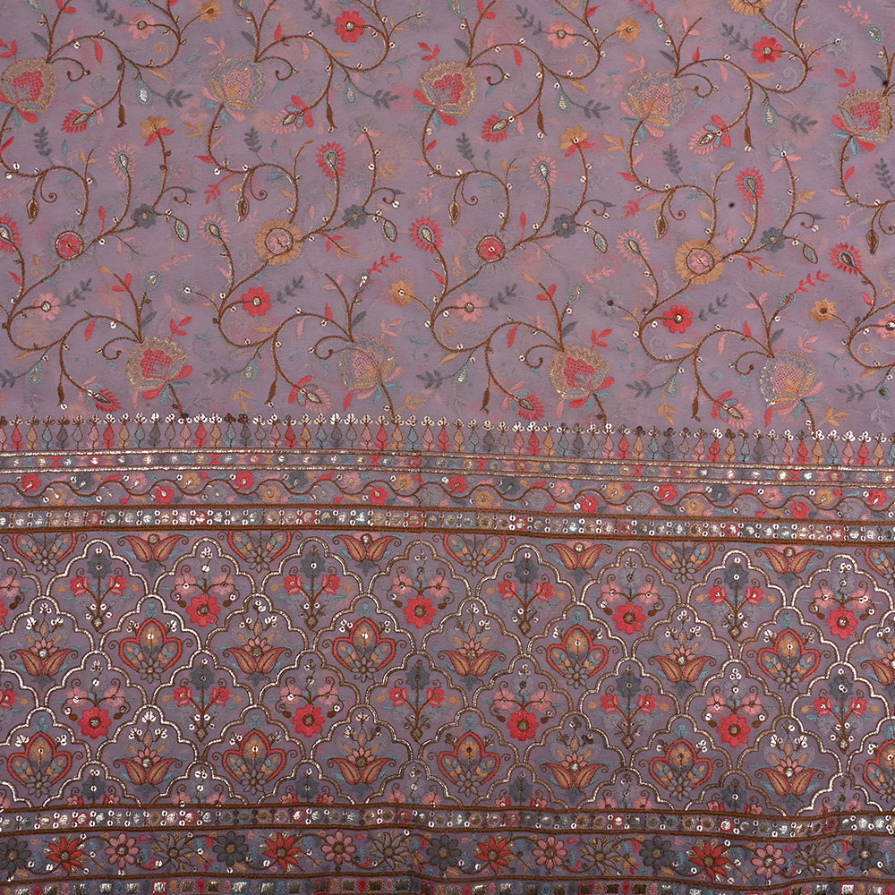 Oyster Pink Embroidered Georgette Fabric