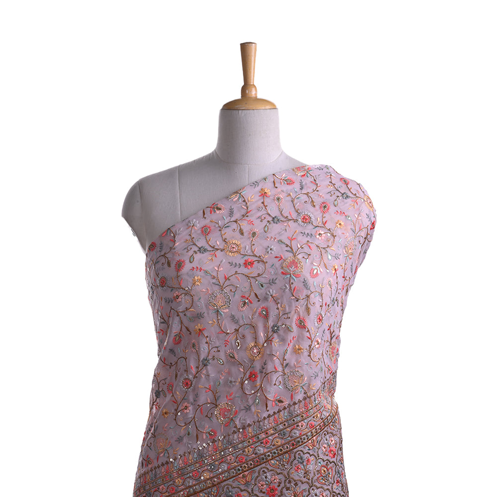 Oyster Pink Embroidered Georgette Fabric