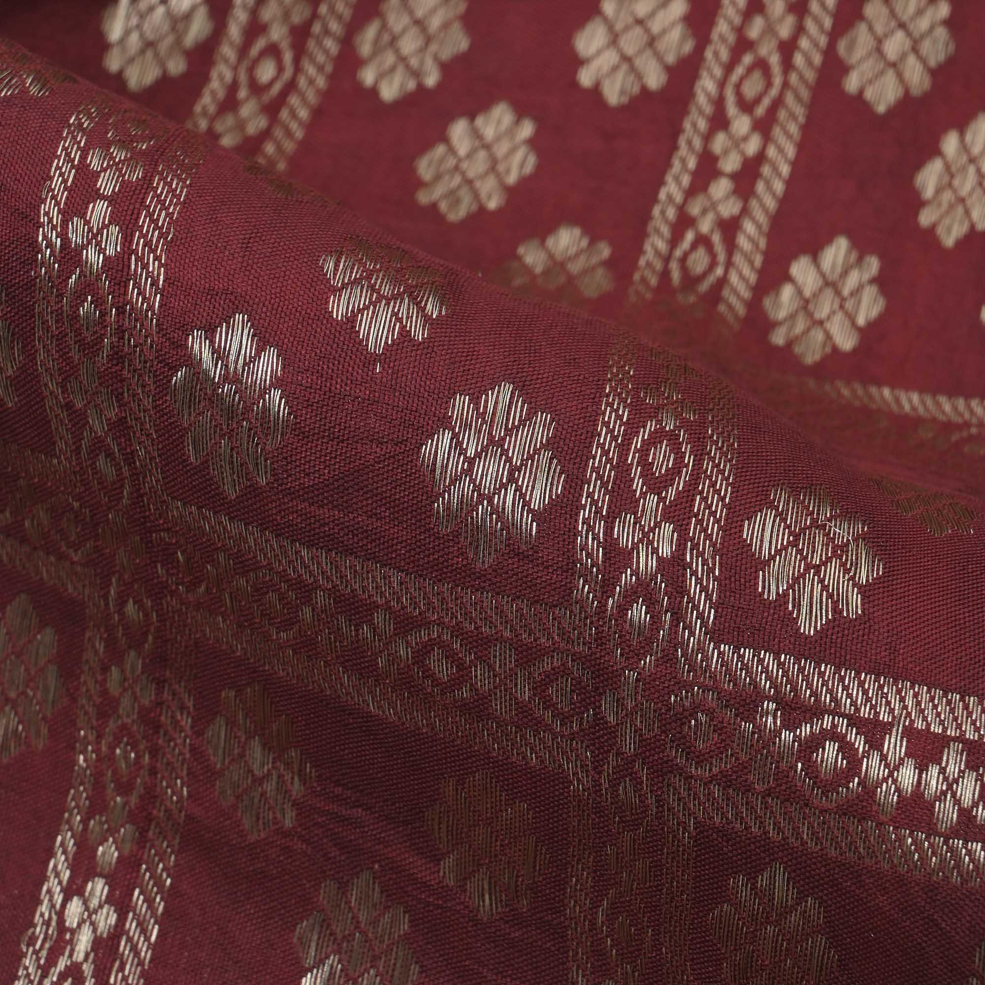 Deep Brown Floral Kanchi Fabric
