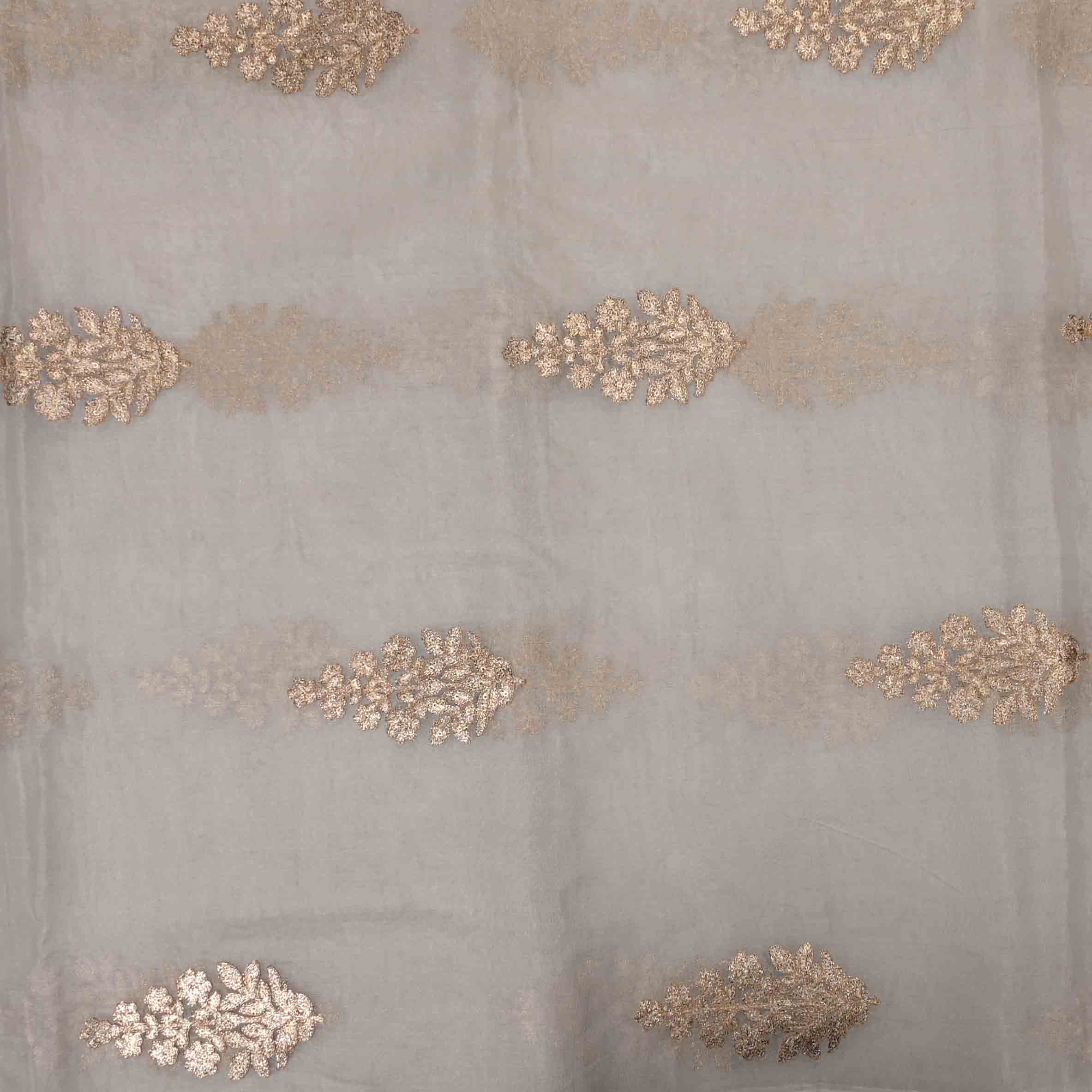 Light Grey Organza Embroidered Fabric