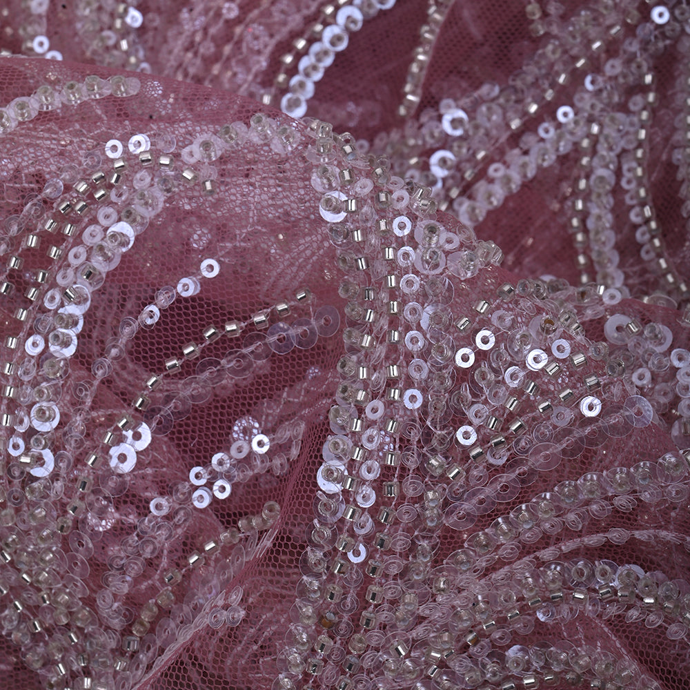 Pastel Rose Gold Pink Net Fabric