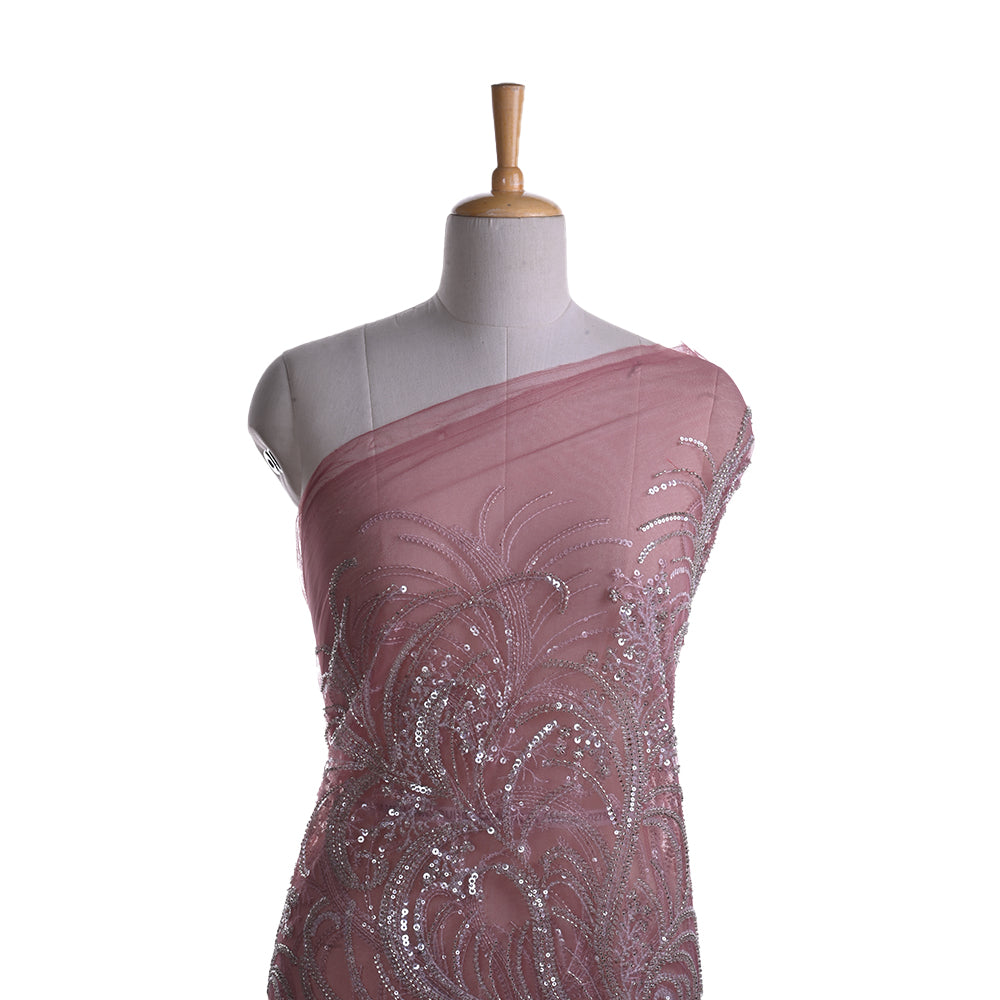 Pastel Rose Gold Pink Net Fabric