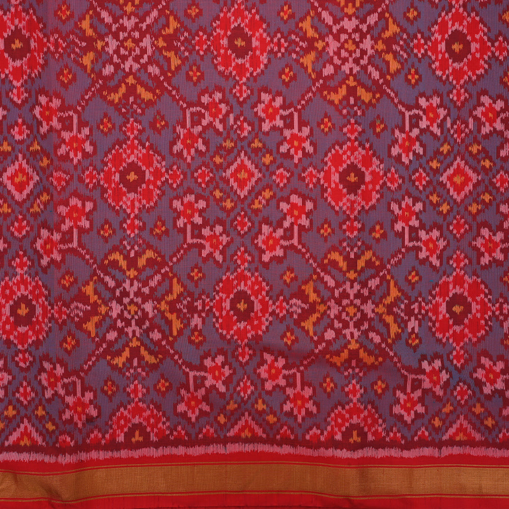 Stone Blue Ikat Silk Fabric