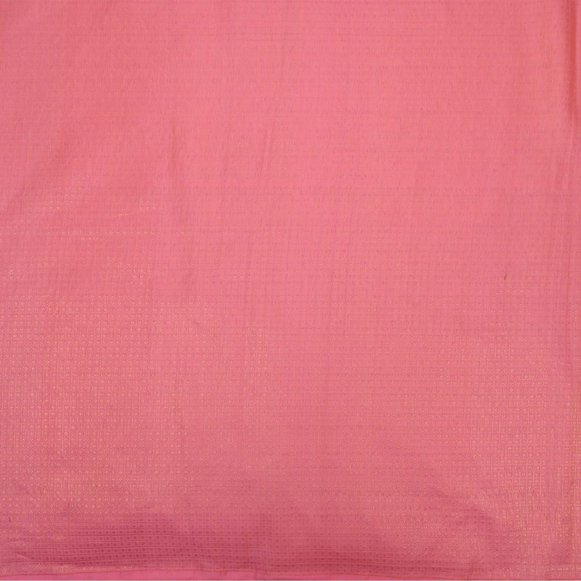 Flamingo Pink Butti Checks Kanjivaram Fabric